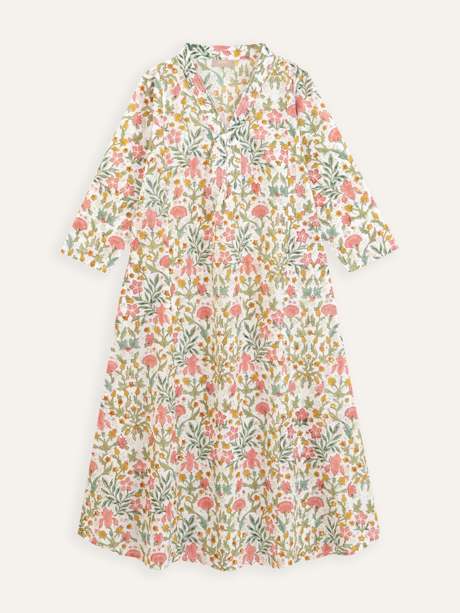 Saina Cotton Block Printed A - Line Kurta - AINA