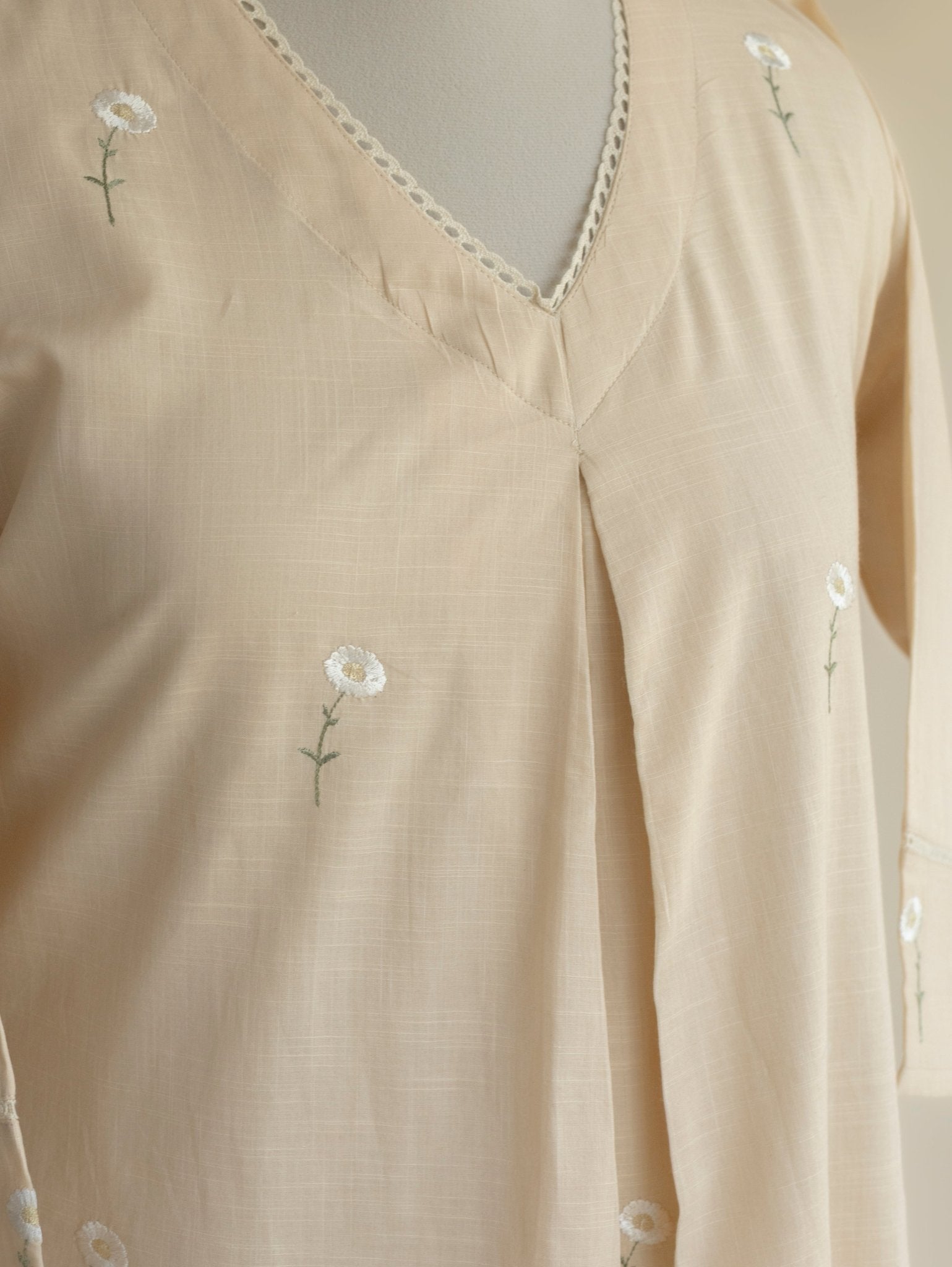 Saliena Cotton Embroidered A - Line Kurta - AINA