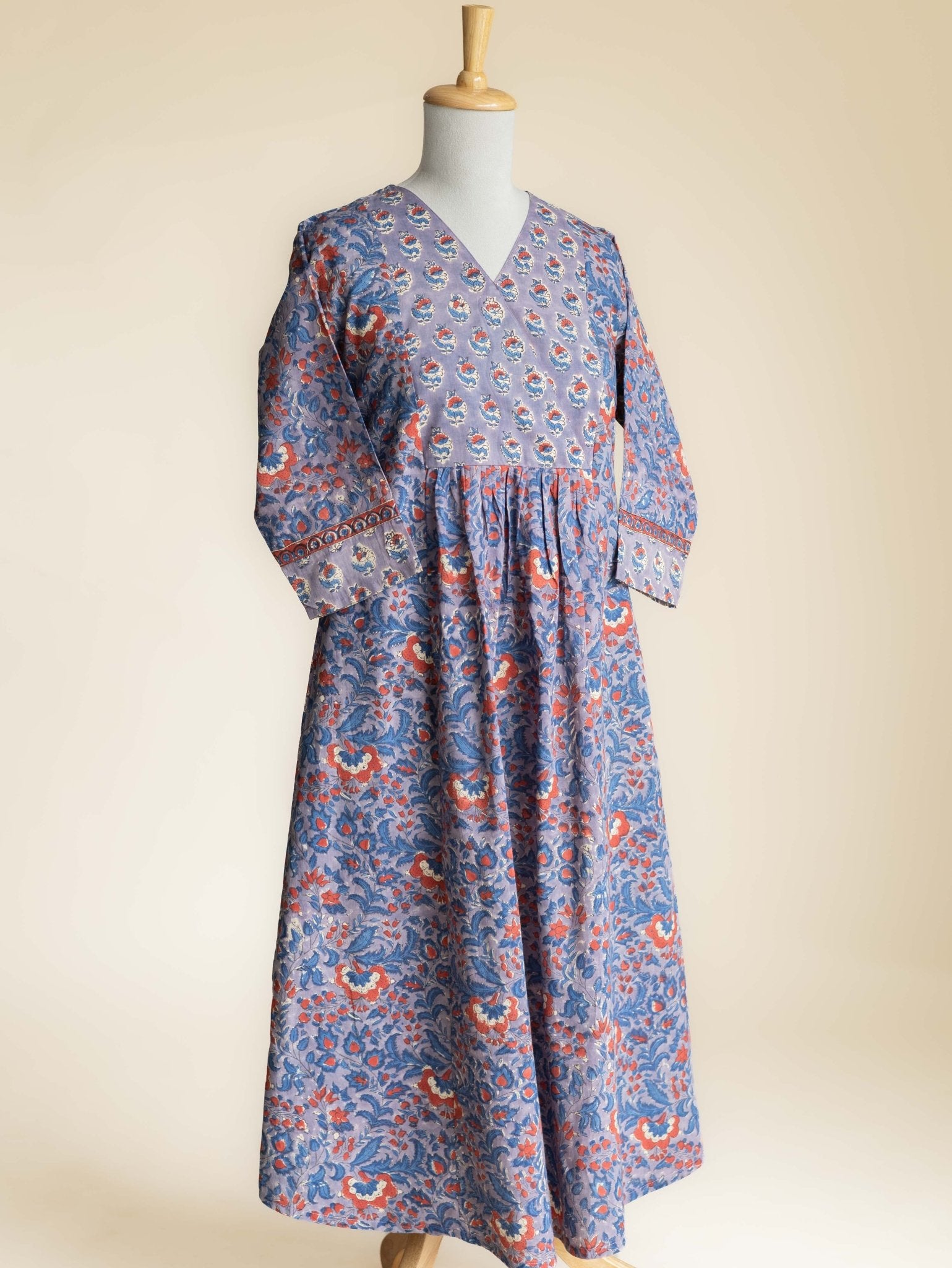 Samerah Cotton Block Printed A-Line Kurta - AINA
