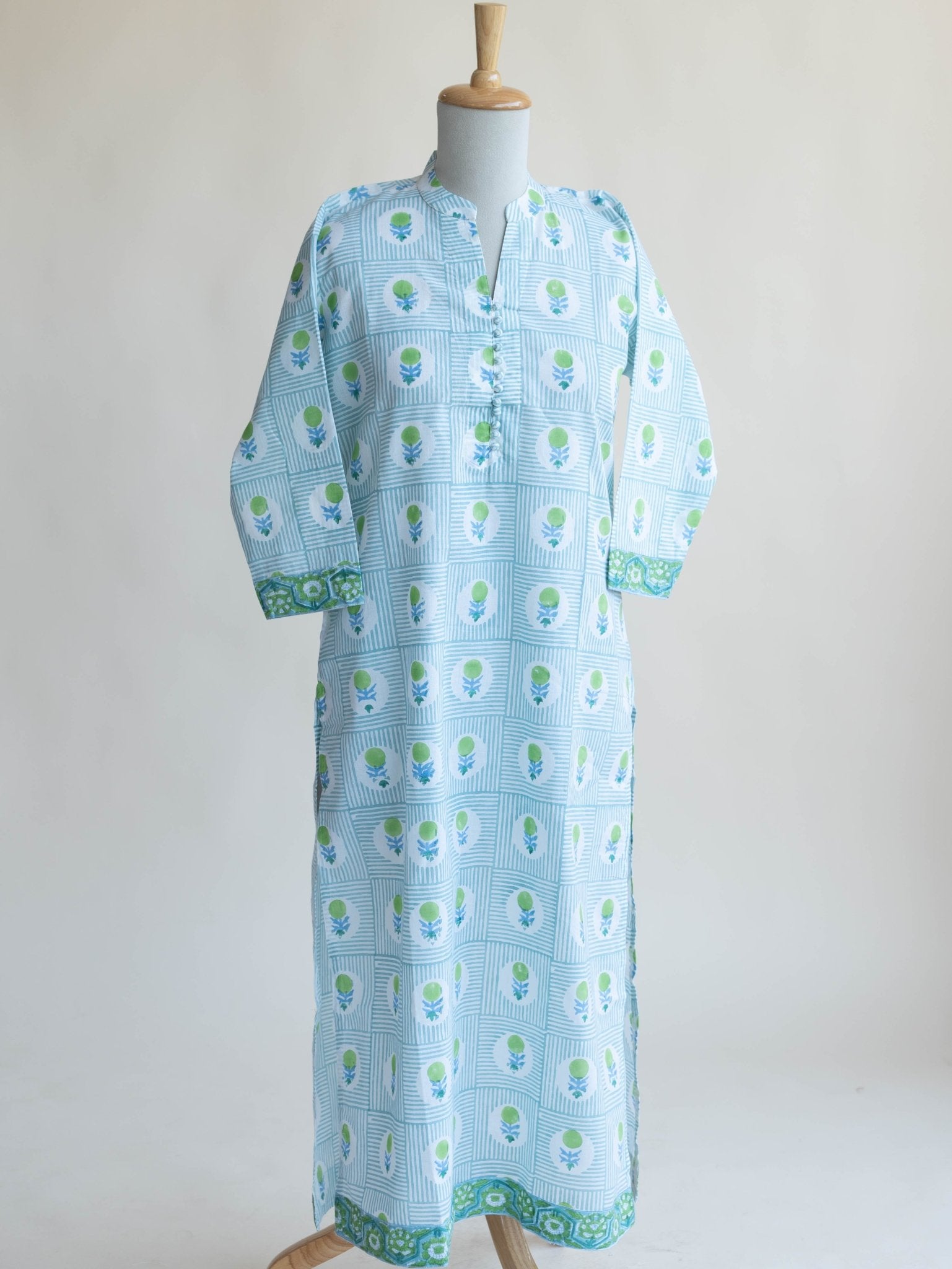 Samiya Cotton Block Printed Straight Kurta - AINA