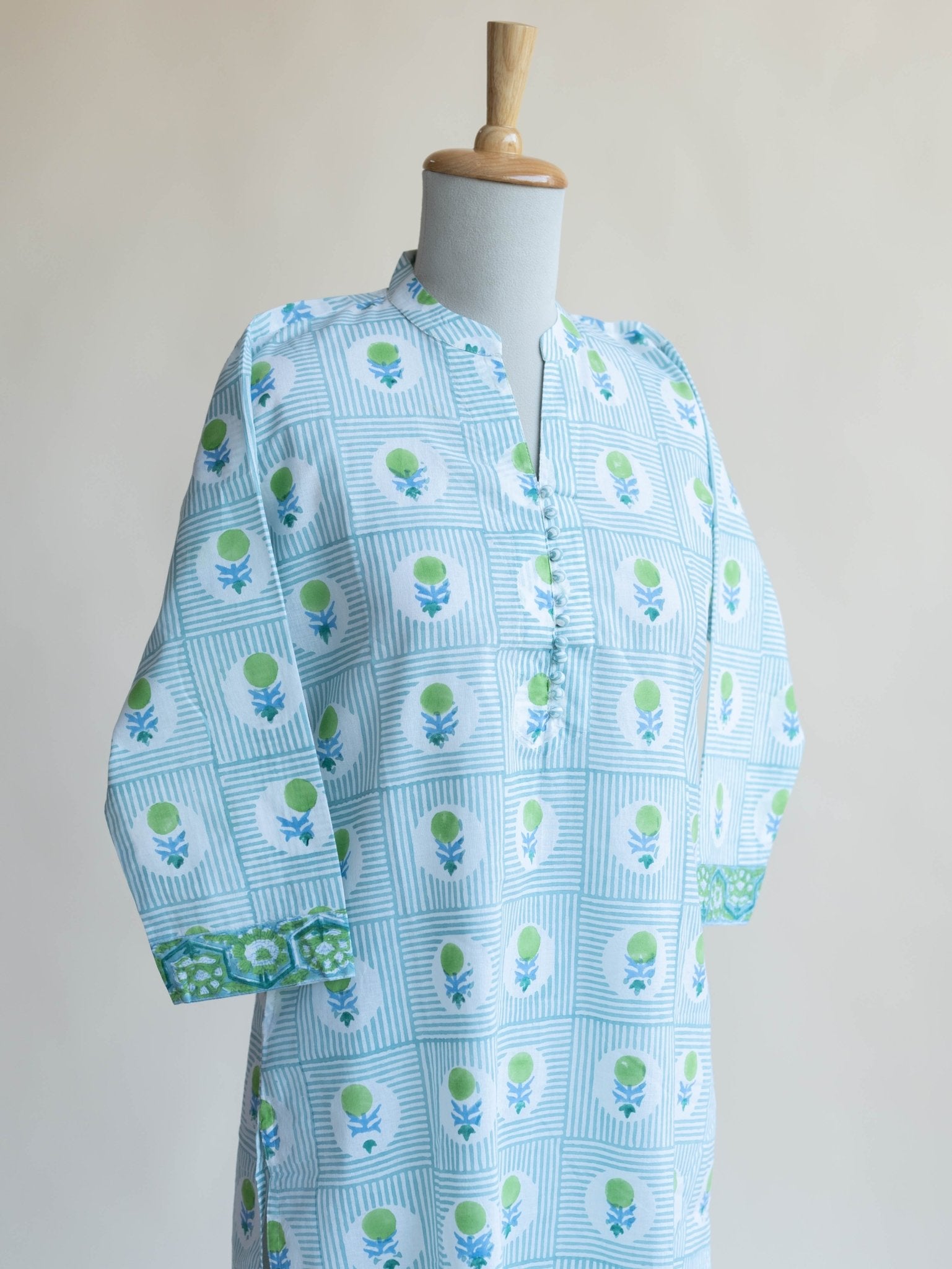 Samiya Cotton Block Printed Straight Kurta - AINA