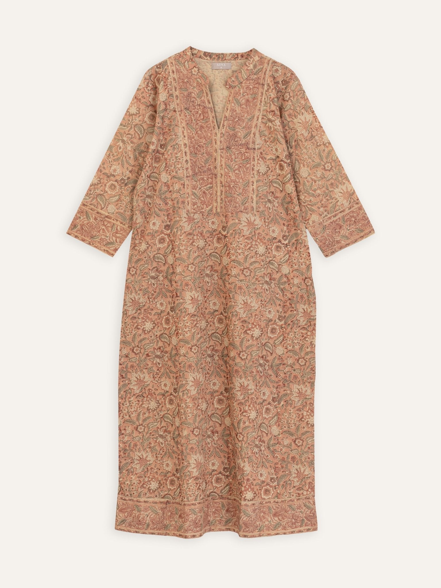 Saneeha Cotton Block Printed Straight Kurta - AINA