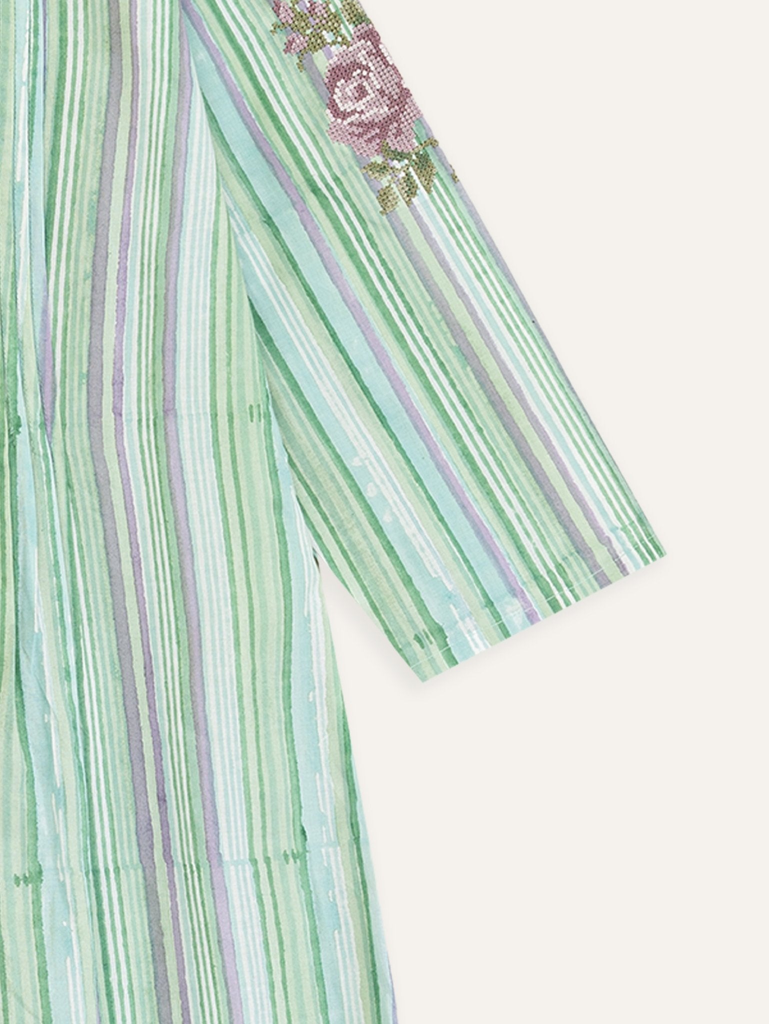 Sanha Cotton Block Printed Embroidered A - Line Kurta - AINA