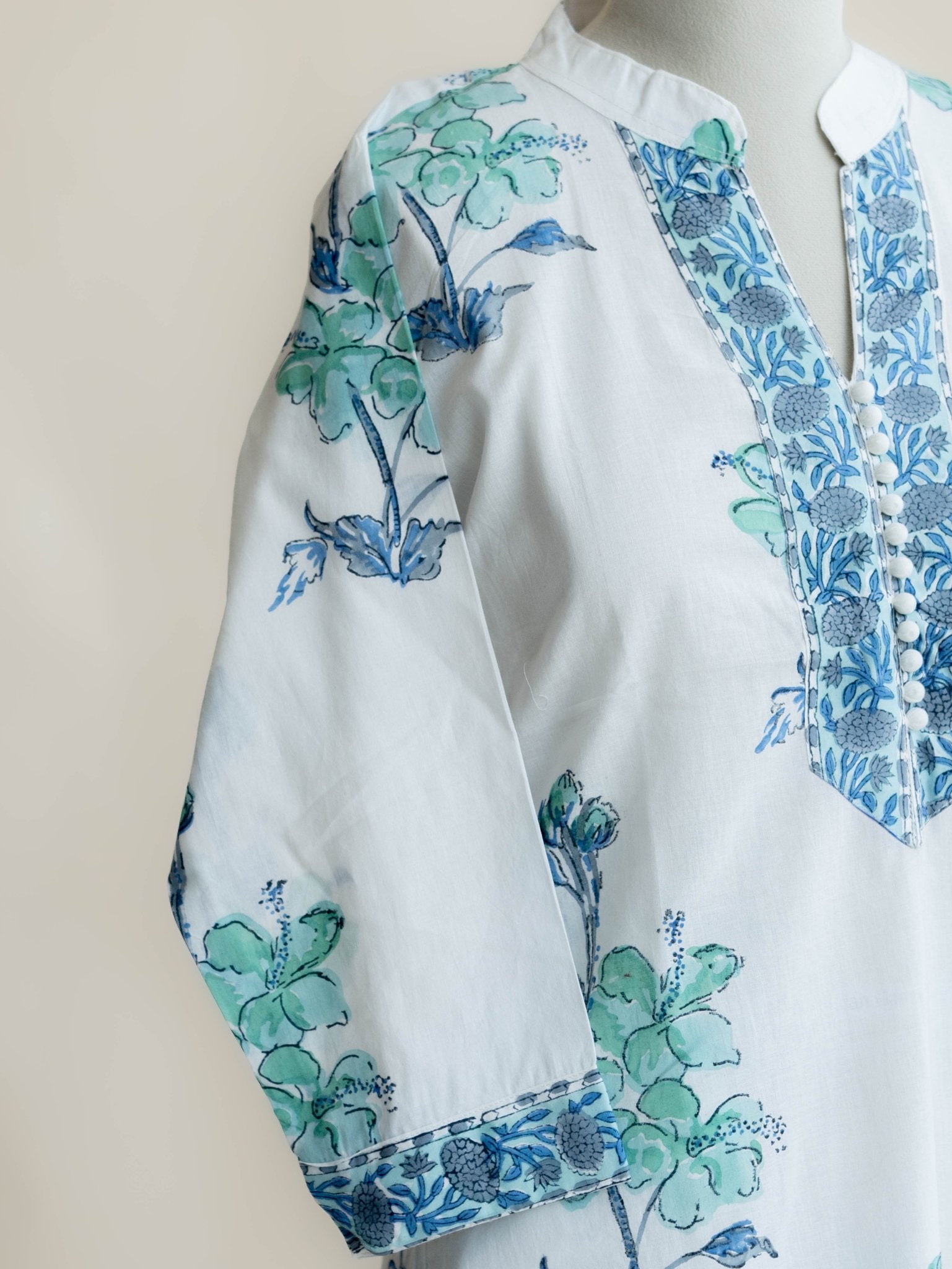 Saumya Cotton Block Printed Straight Kurta - AINA