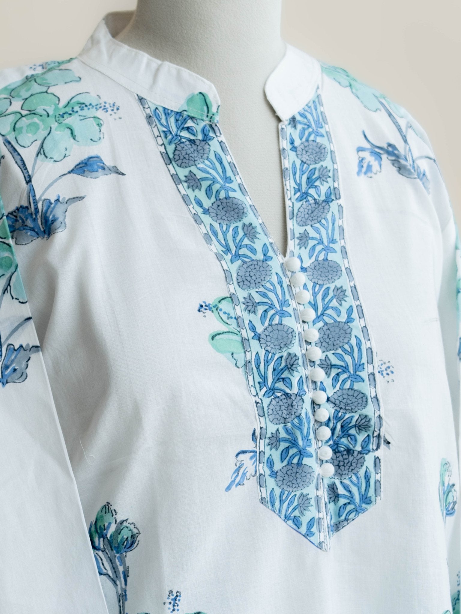 Saumya Cotton Block Printed Straight Kurta - AINA