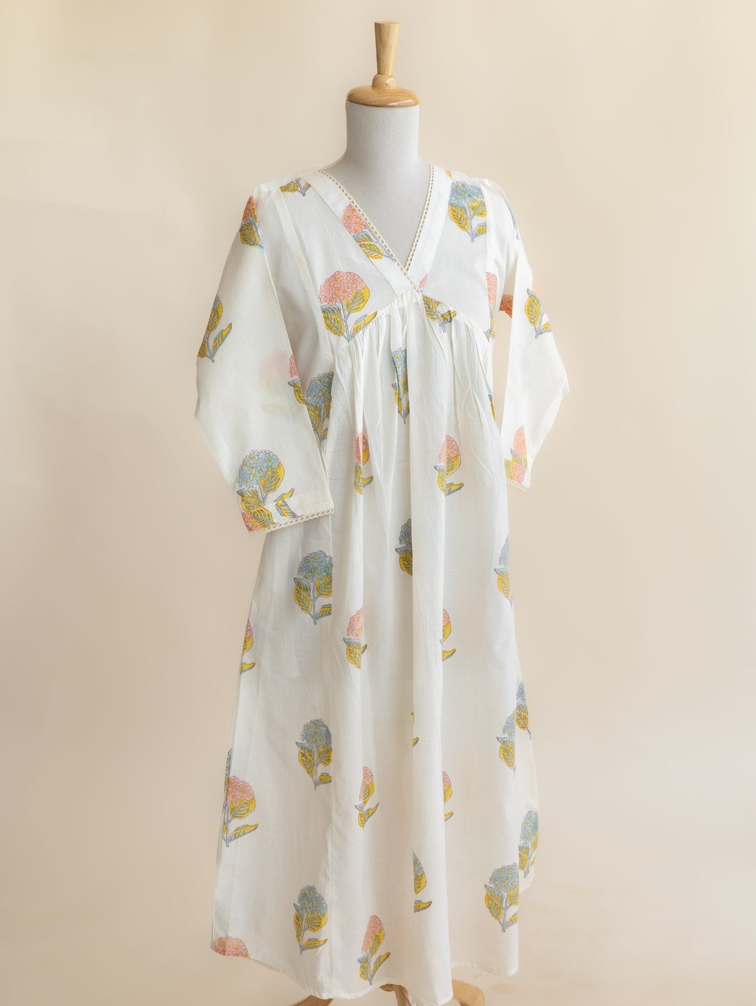 Sayah Cotton Block Printed A - Line Kurta - AINA