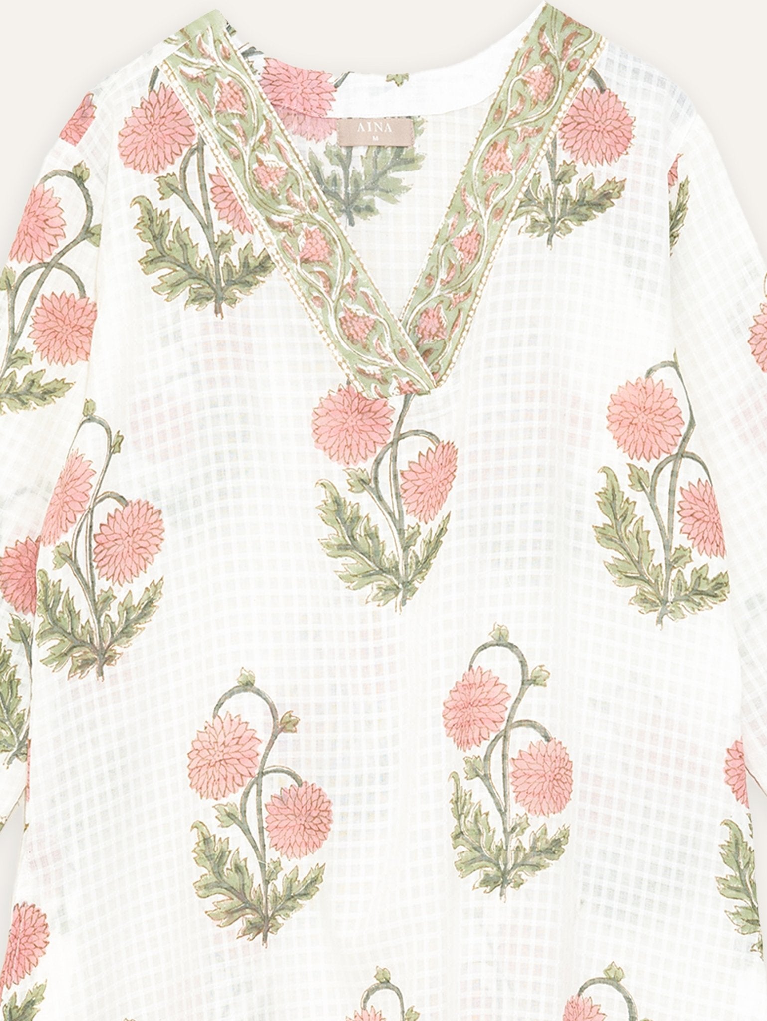 Sehba Cotton Block Printed A - Line Kurta - AINA