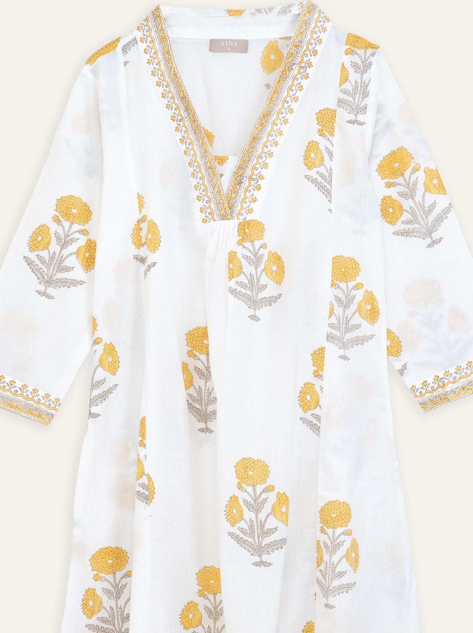 Seher Cotton Block Printed A Line Kurta - AINA