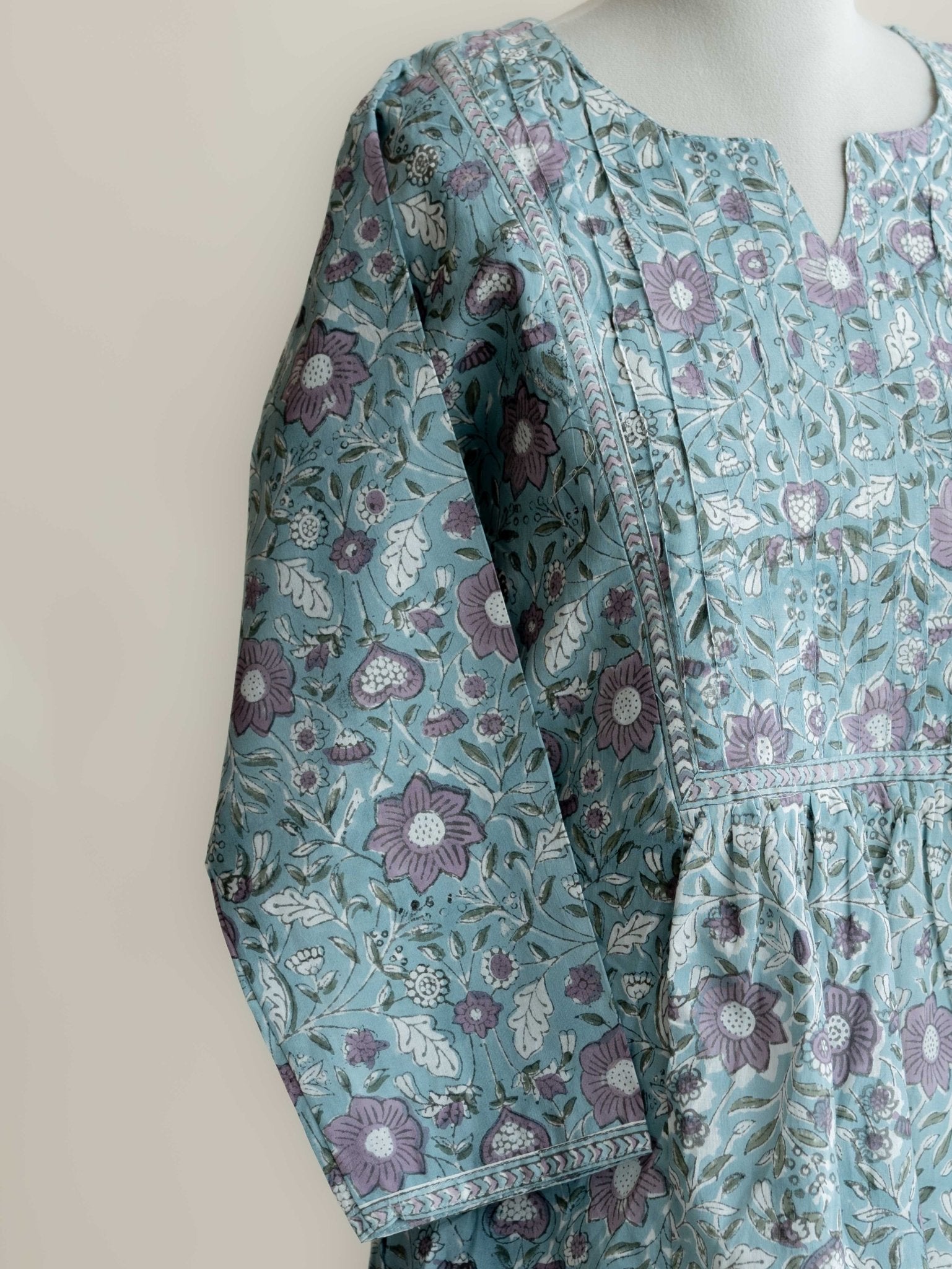 Senha Cotton Block Printed A - Line Kurta - AINA