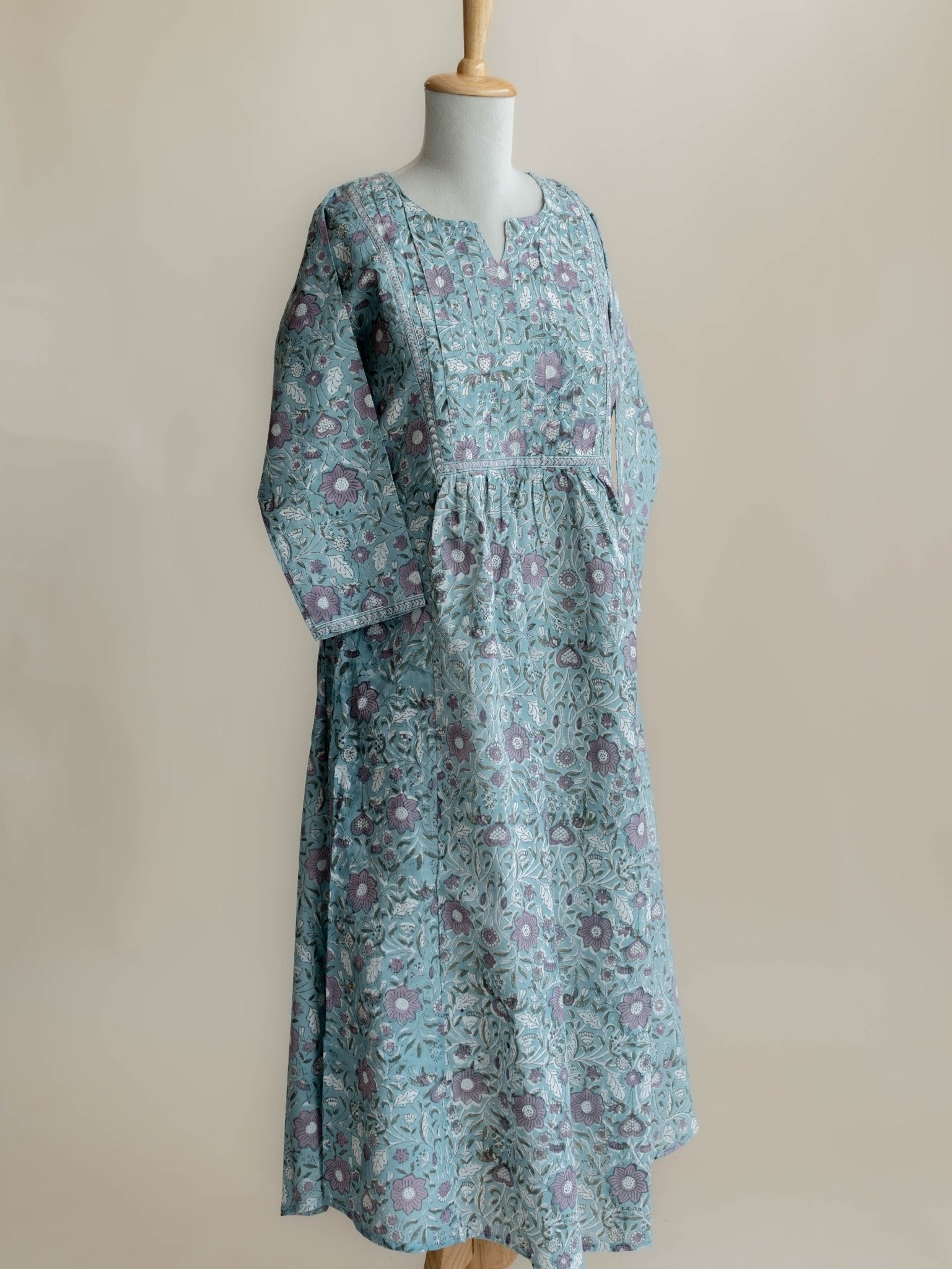 Senha Cotton Block Printed A - Line Kurta - AINA