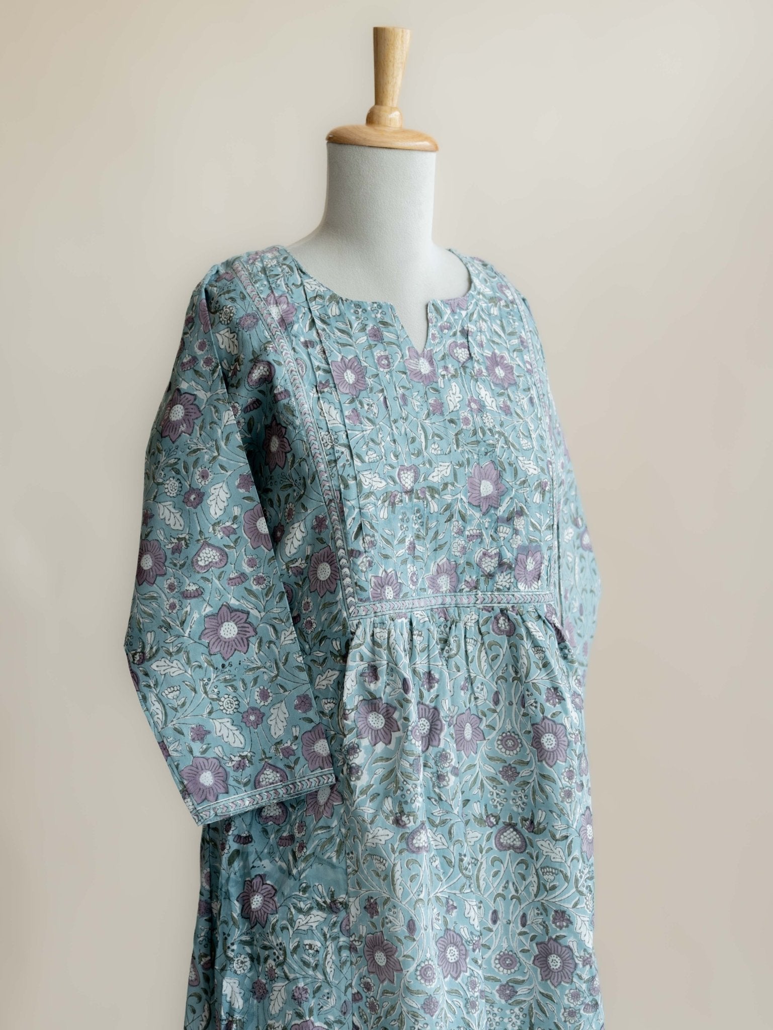 Senha Cotton Block Printed A - Line Kurta - AINA