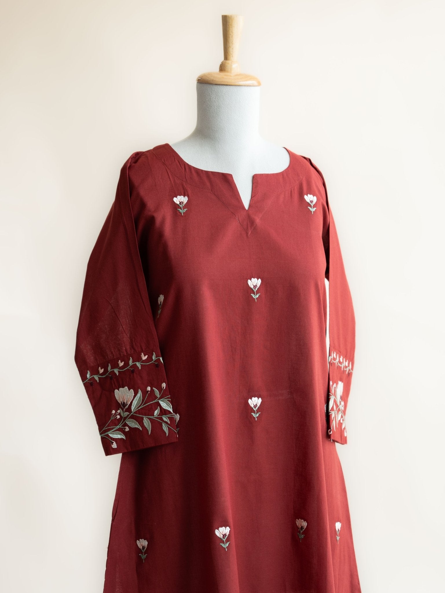 Serah Cotton Embroidered A - Line Suit Set - AINA