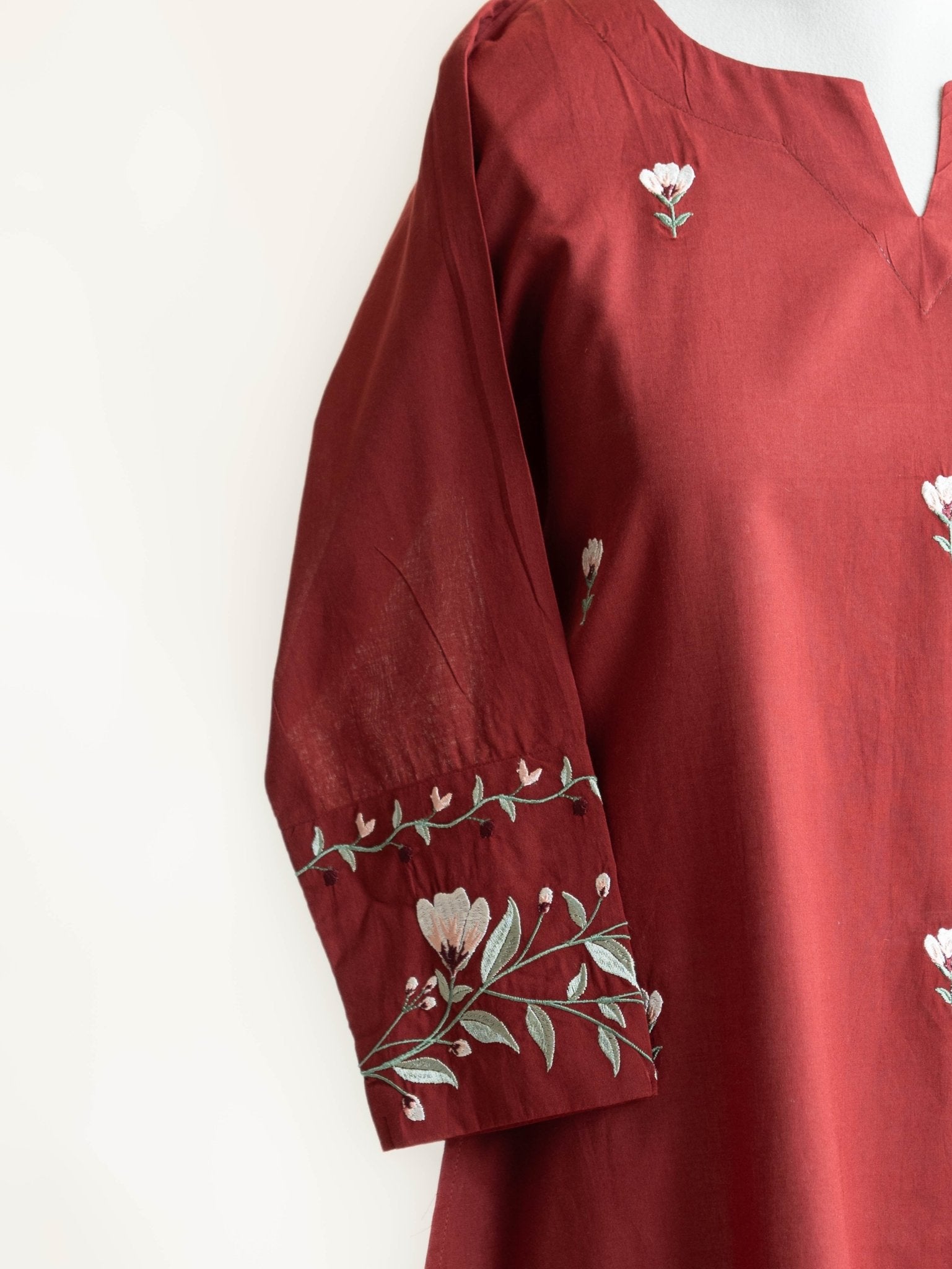 Serah Cotton Embroidered A - Line Suit Set - AINA