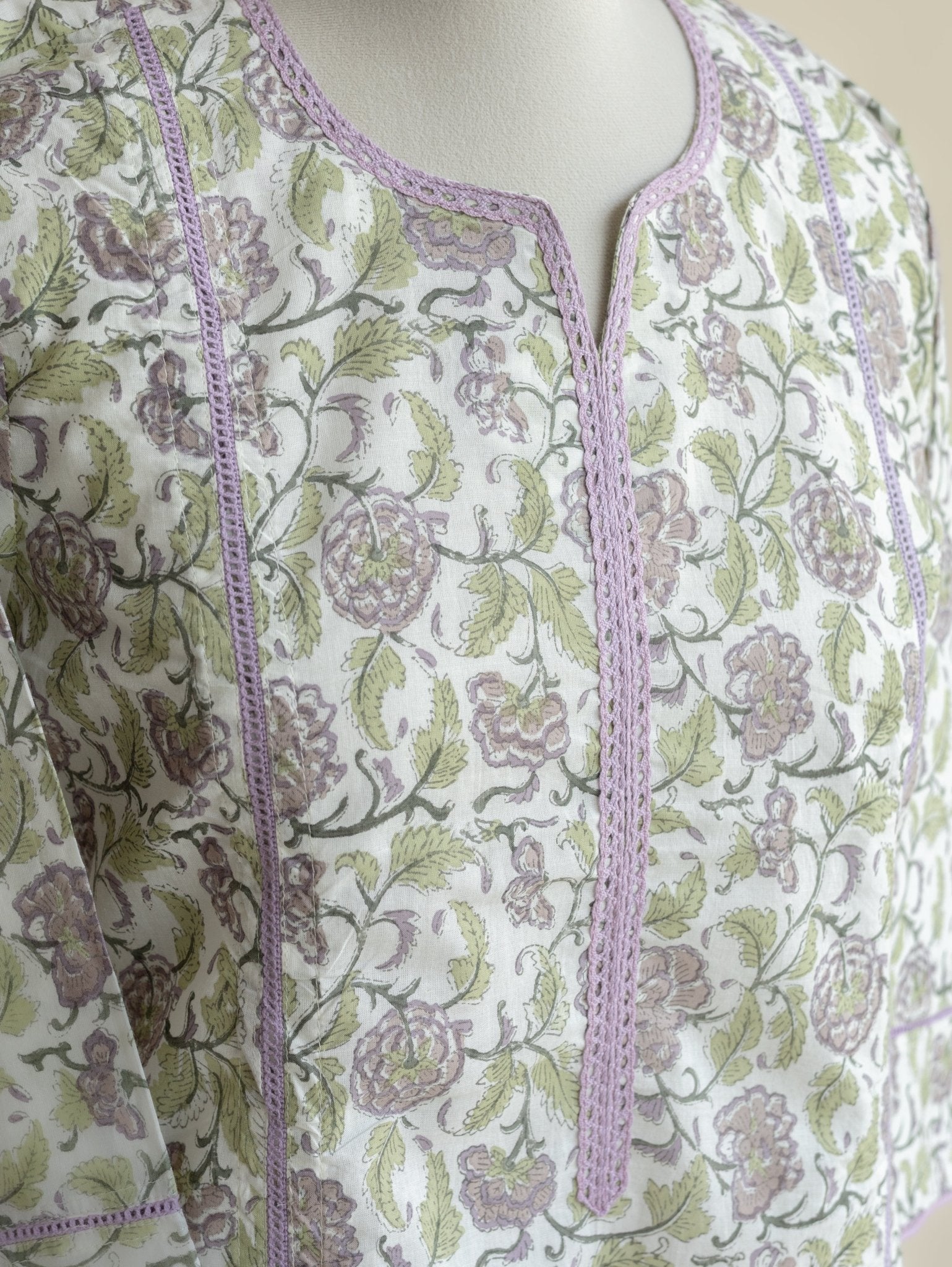 Shafeeya Cotton Block Printed Straight Kurta - AINA