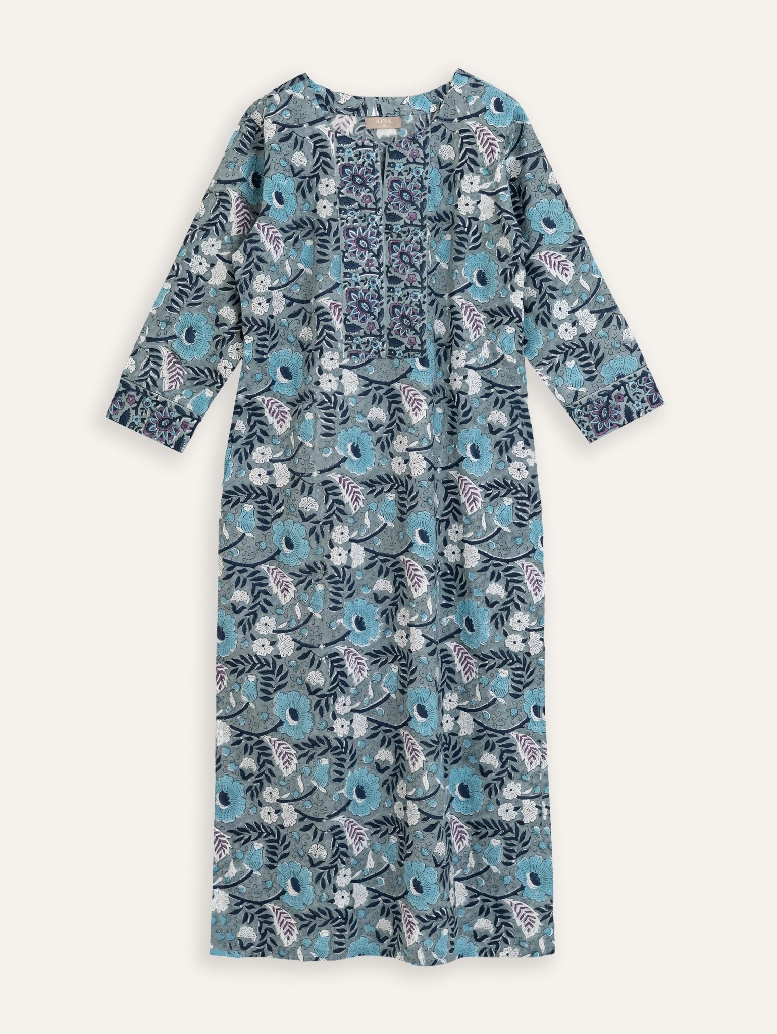 Shamna Cotton Block Printed Straight Kurta - AINA
