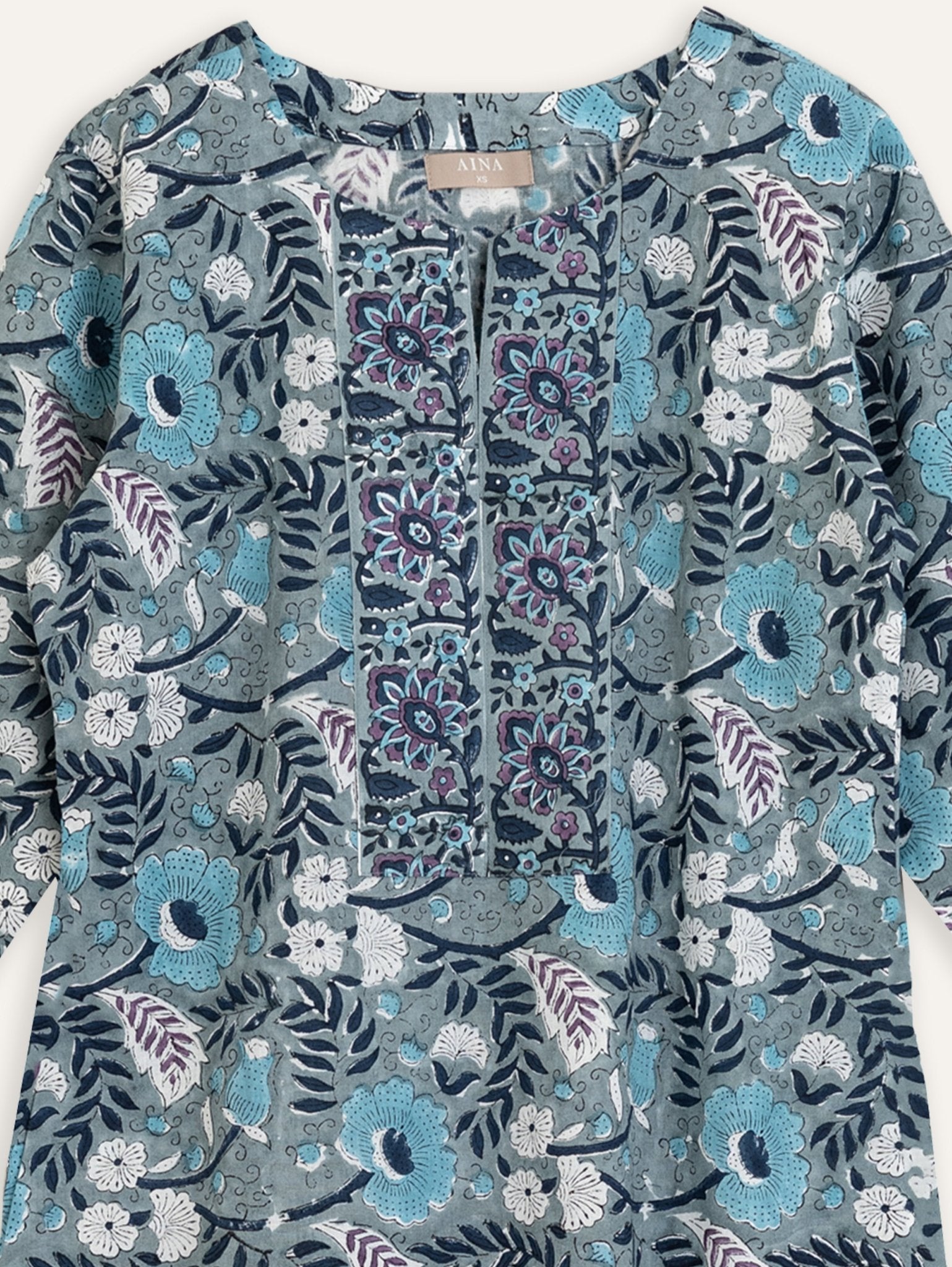 Shamna Cotton Block Printed Straight Kurta - AINA