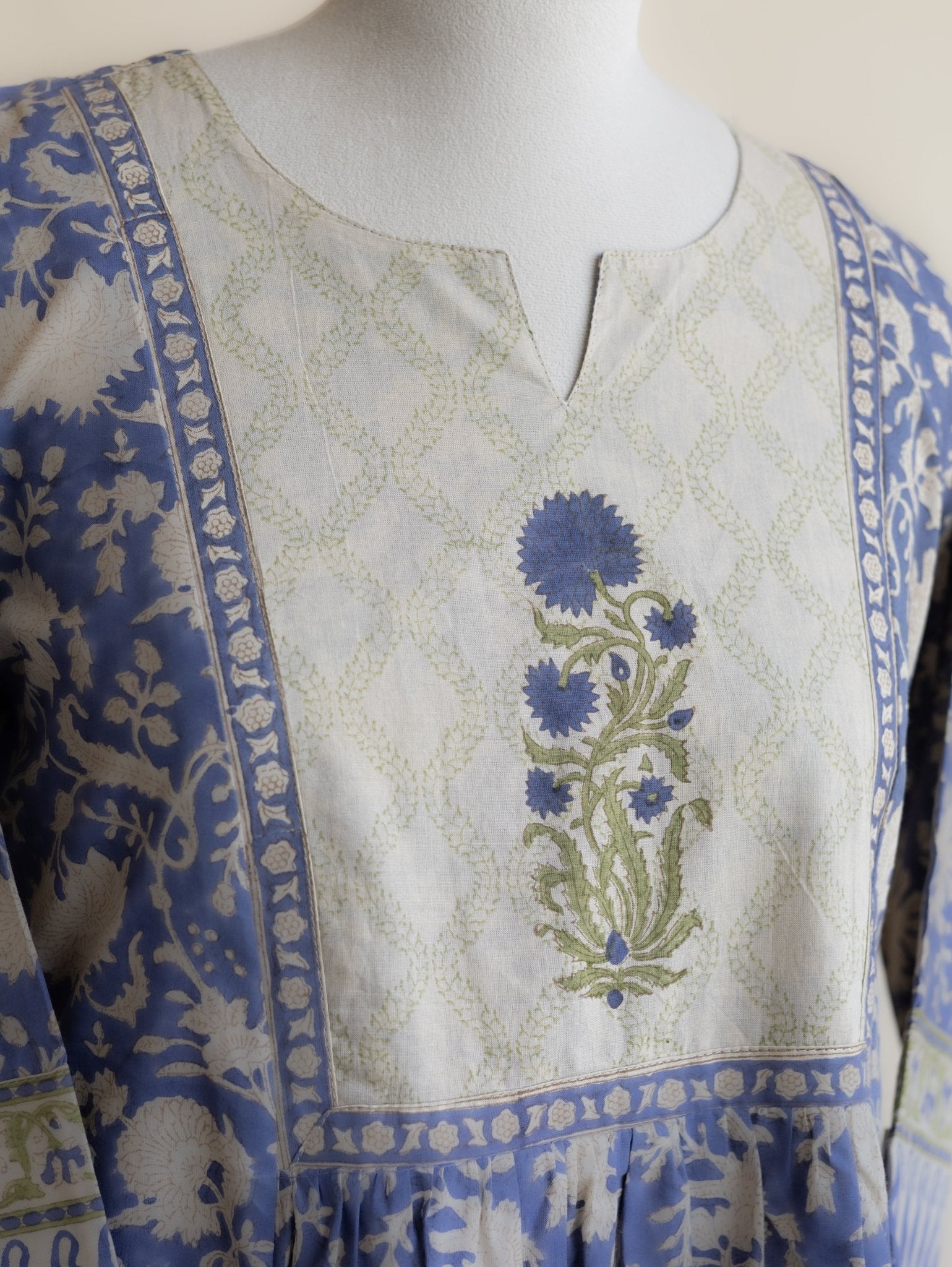 Shanti Cotton Block Printed A - Line Kurta - AINA