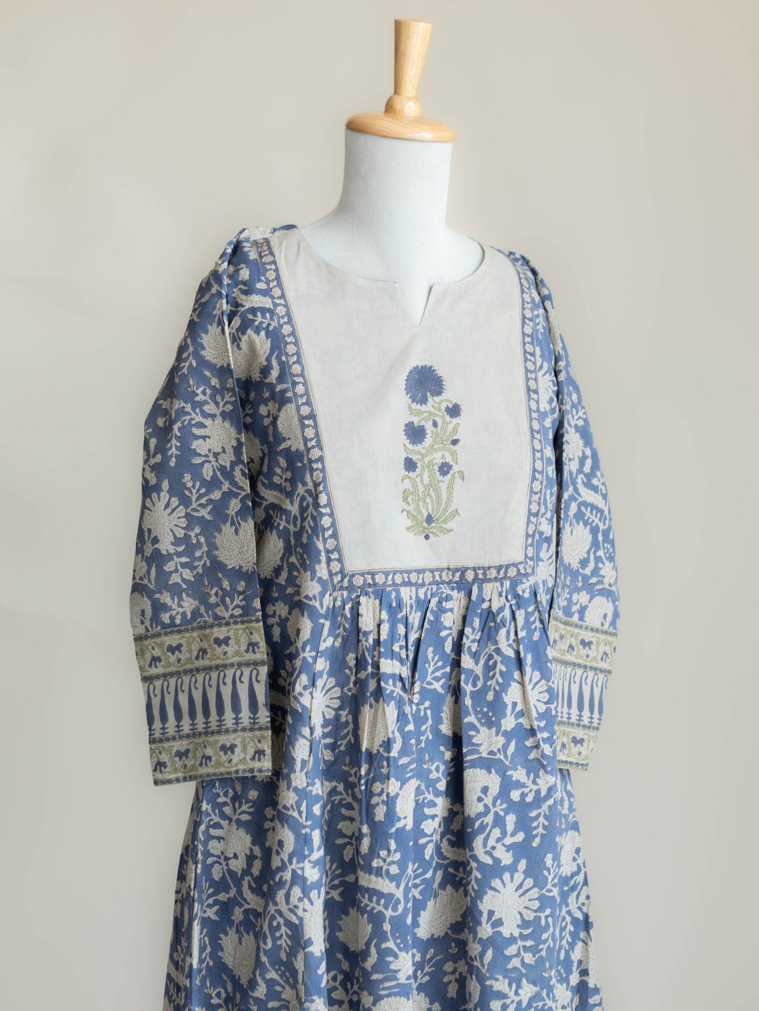 Shanti Cotton Block Printed A-Line Kurta - AINA