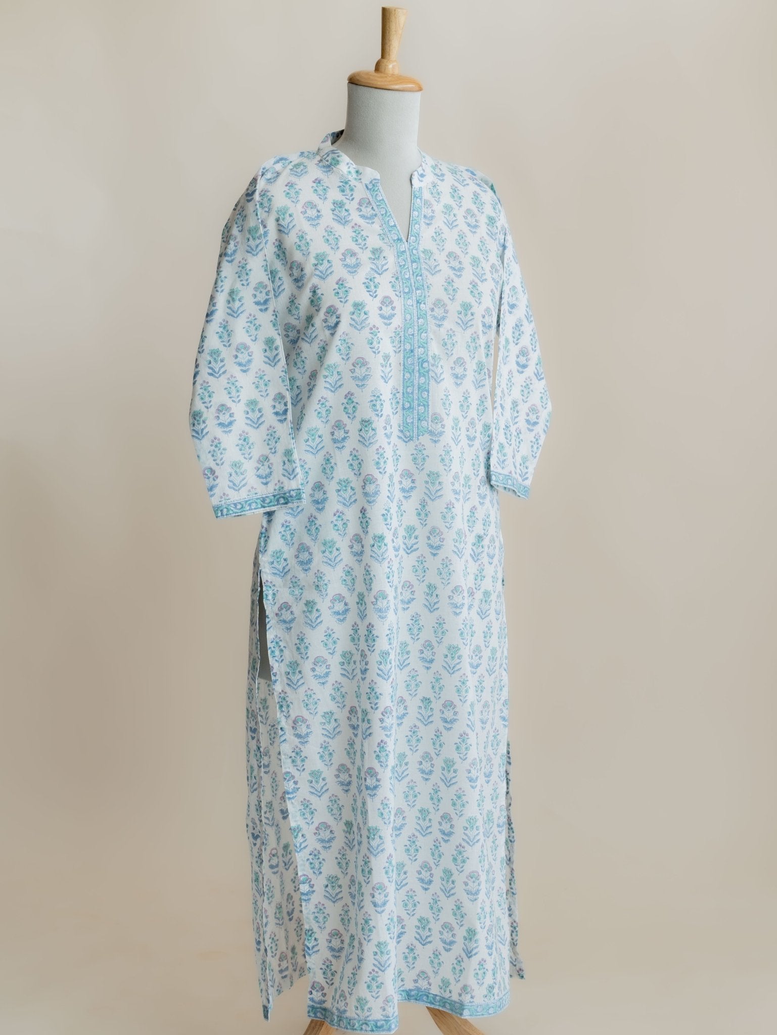 Sheryl Cotton Block Printed Straight Kurta - AINA