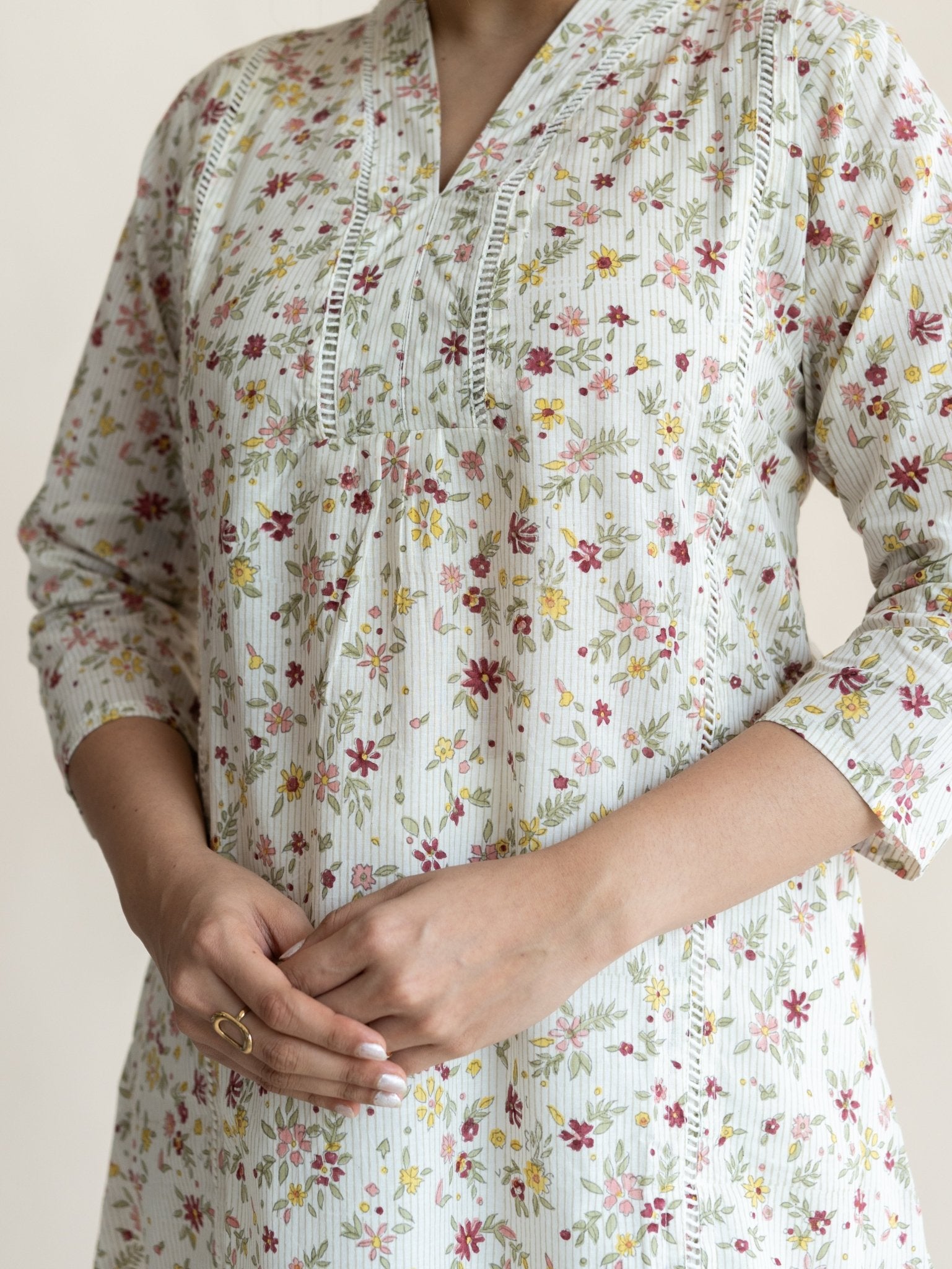 Shezin Cotton Block Printed A - Line Kurta - AINA