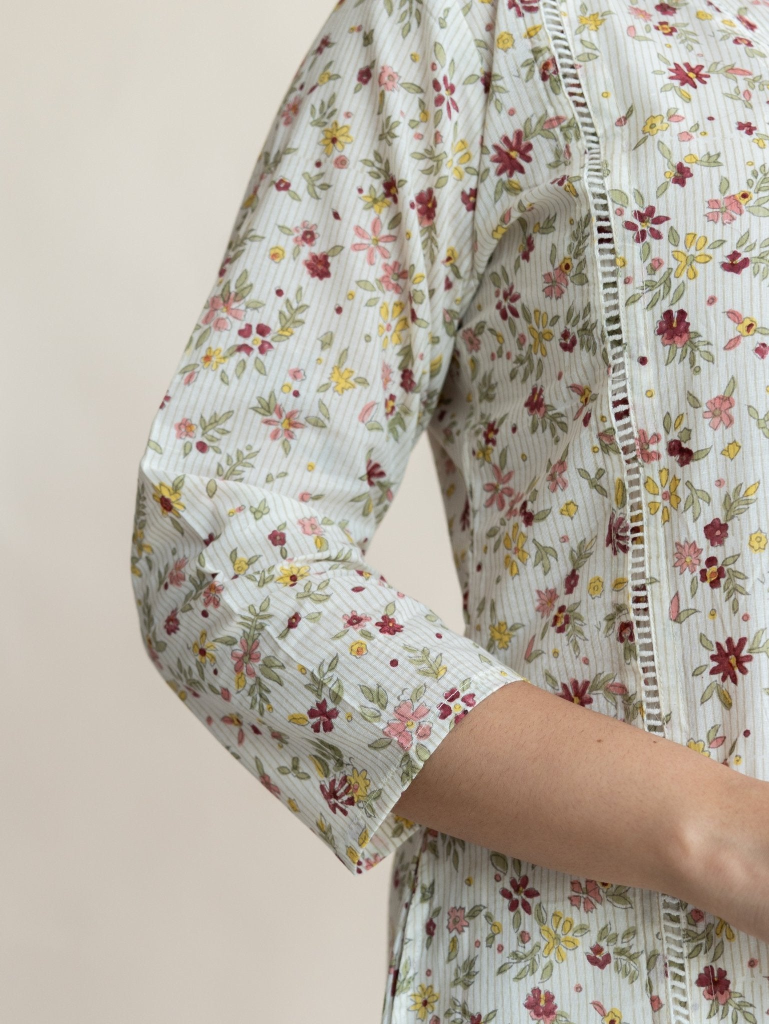 Shezin Cotton Block Printed A - Line Kurta - AINA