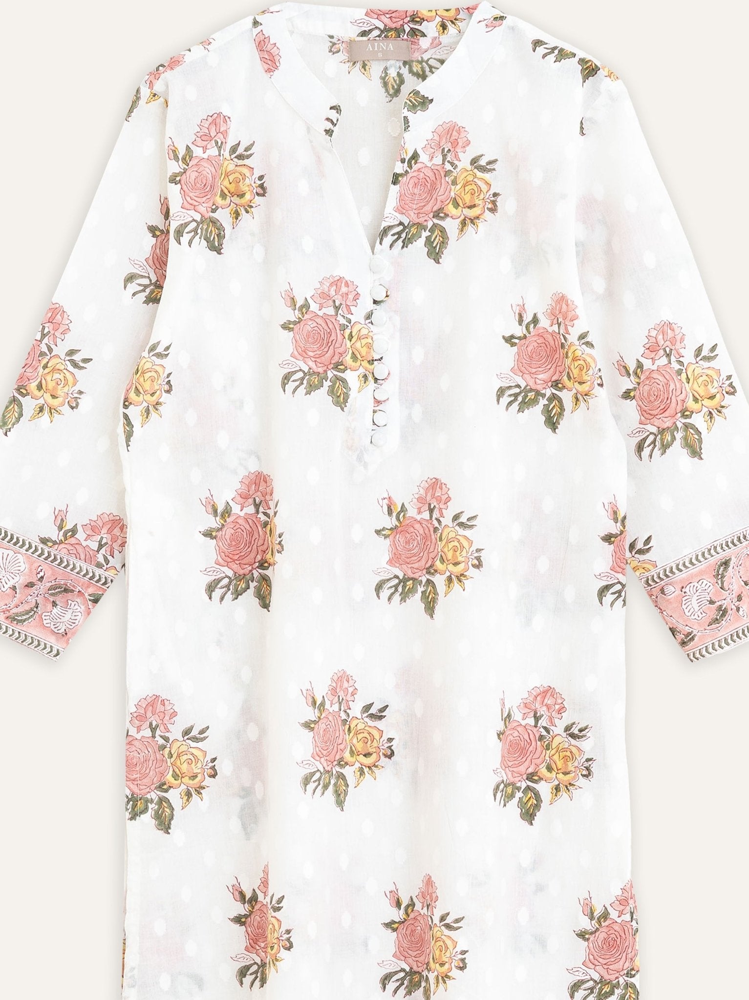 Shifa Cotton Block Printed Straight Kurta - AINA