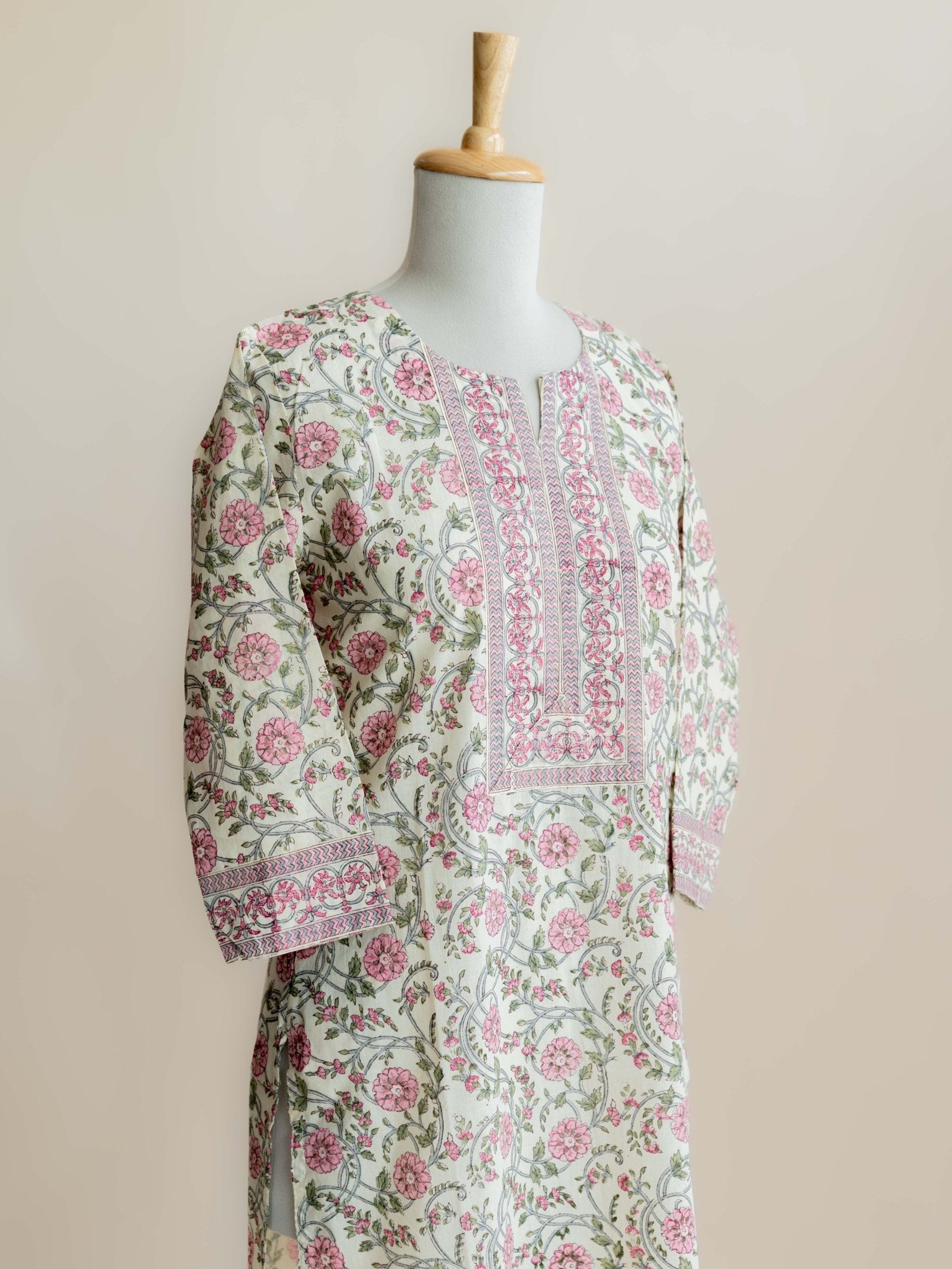 Shiloh Cotton Block Printed Straight Kurta - AINA