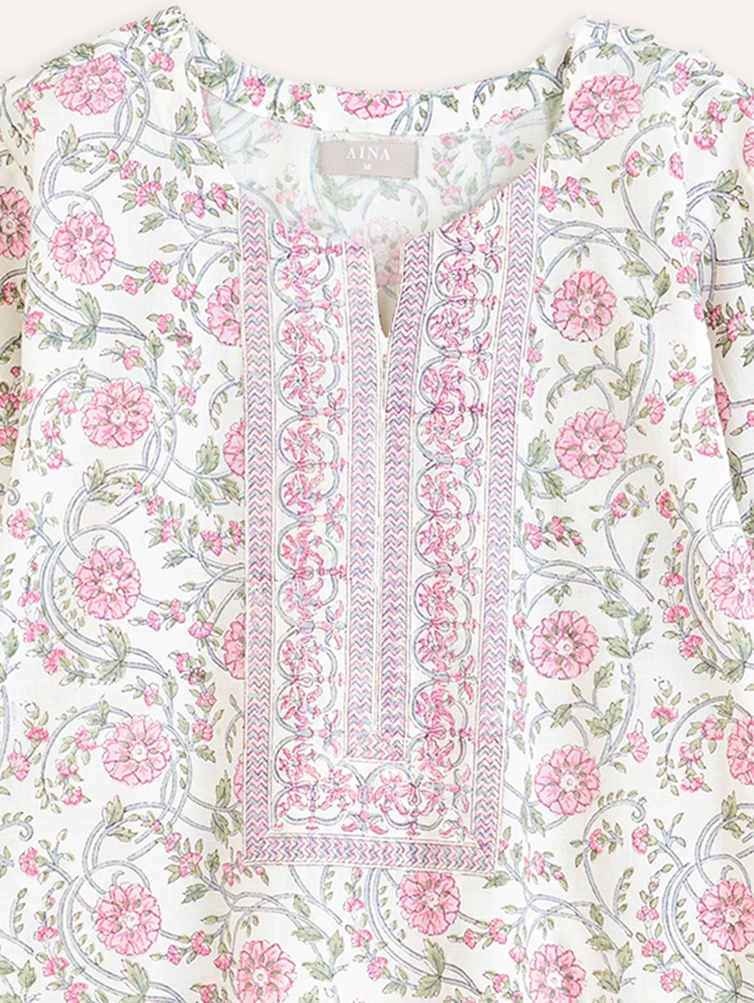 Shiloh Cotton Block Printed Straight Kurta - AINA