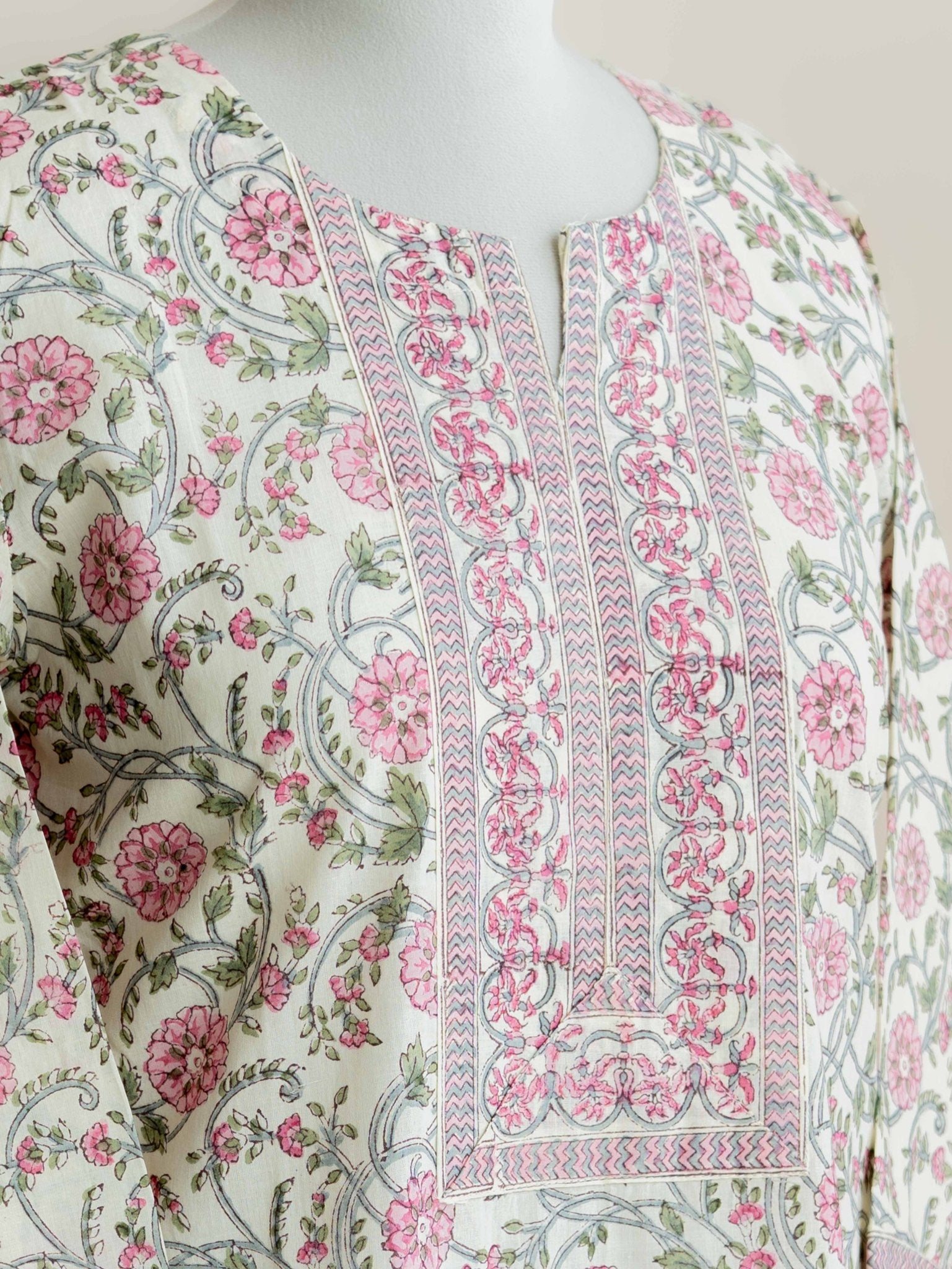 Shiloh Cotton Block Printed Straight Kurta - AINA