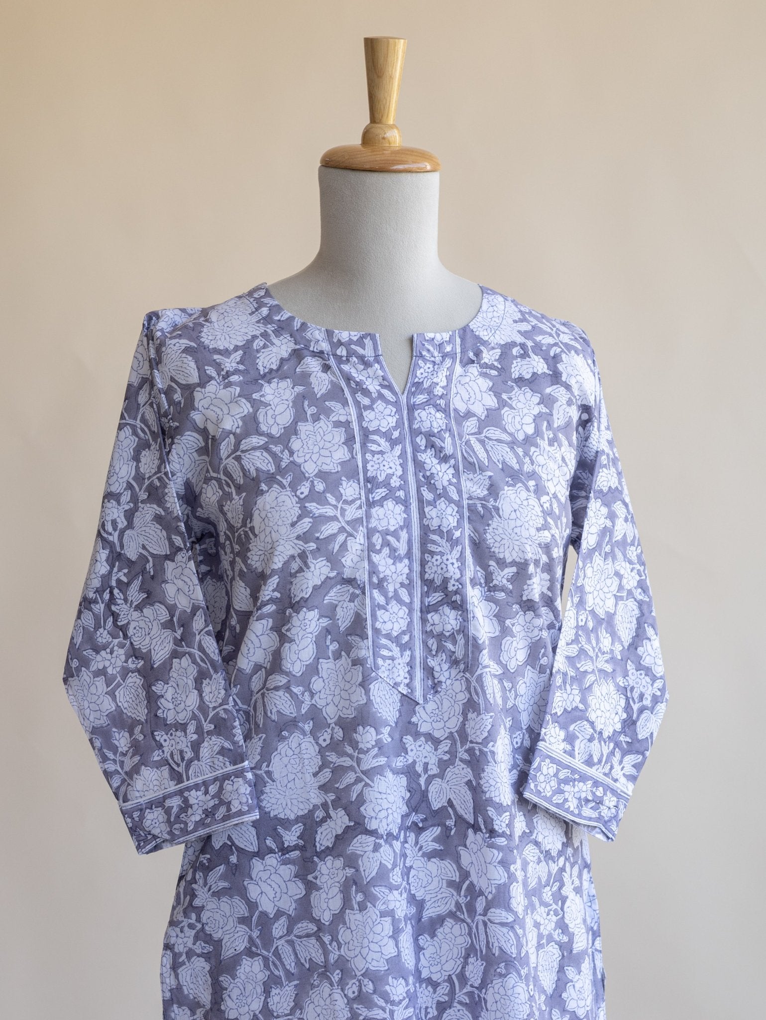 Shyma Cotton Block Printed Straight Kurta - AINA