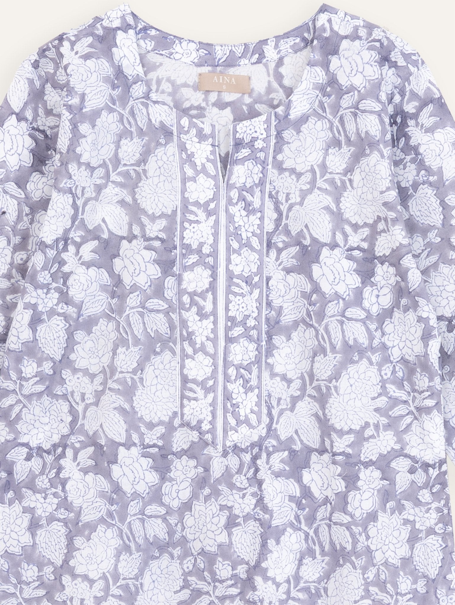 Shyma Cotton Block Printed Straight Kurta - AINA