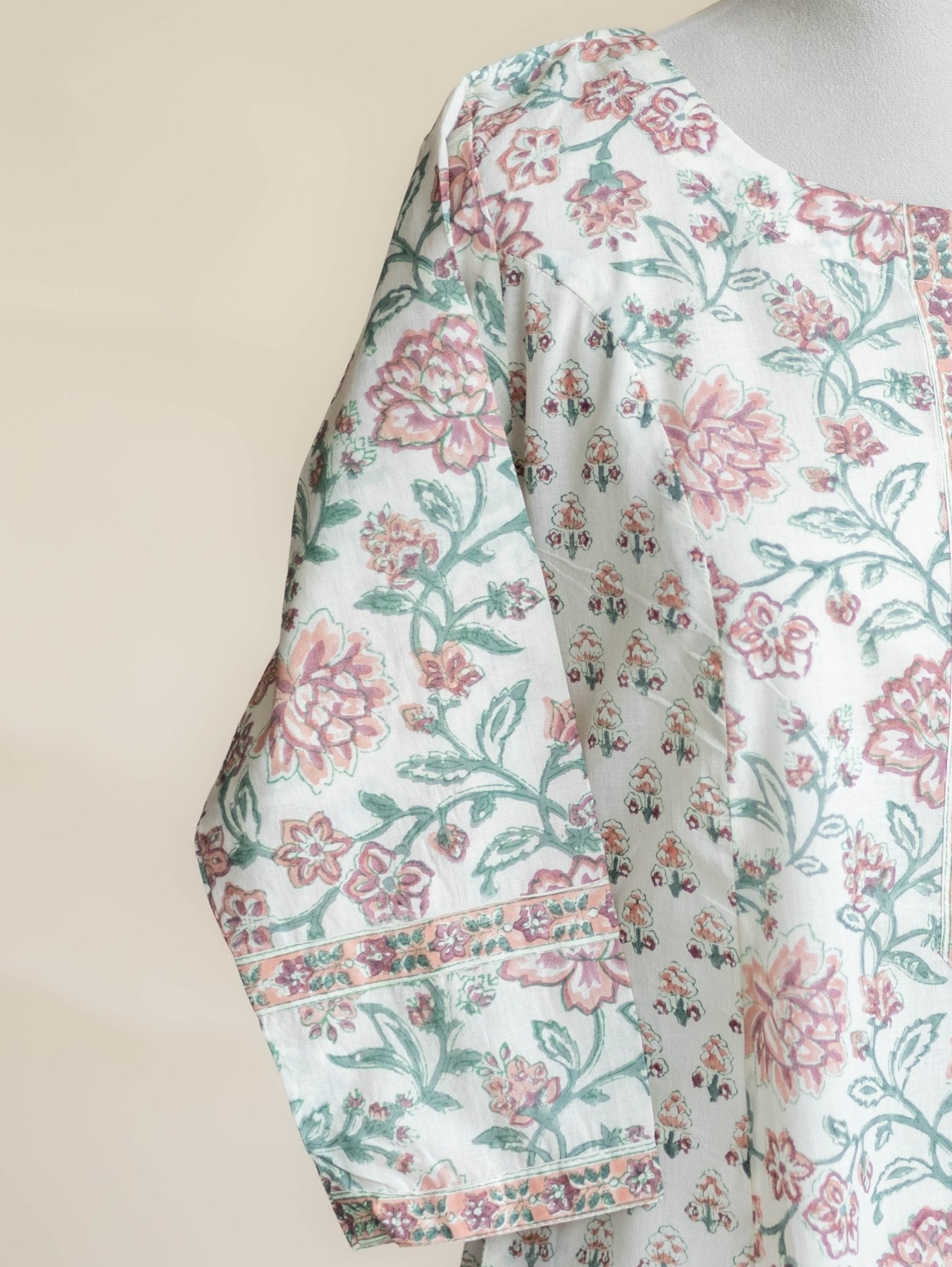 Siah Cotton Block Printed A-Line Kurta - AINA