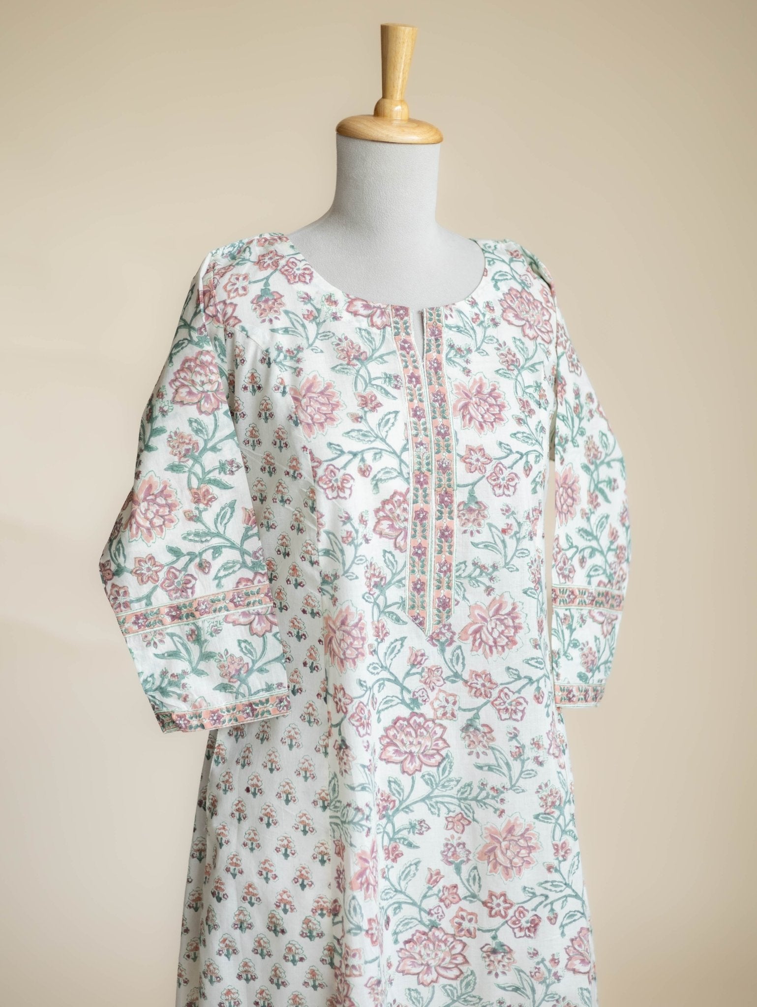 Siah Cotton Block Printed A-Line Kurta - AINA