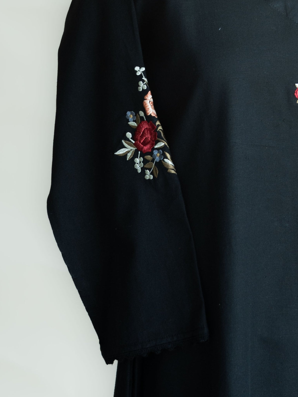 Simin Cotton Flax Embroidered A-Line Kurta - AINA