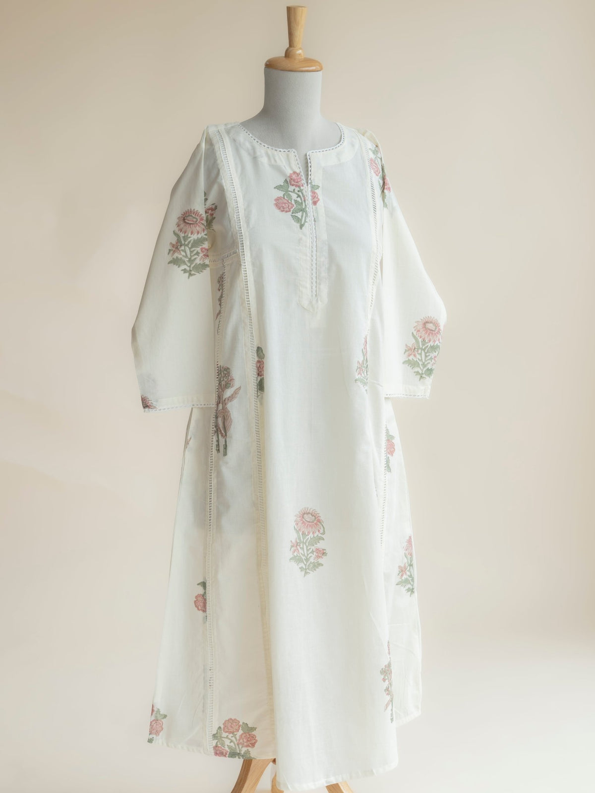 Simrat Cotton Block Printed A-Line Kurta - AINA