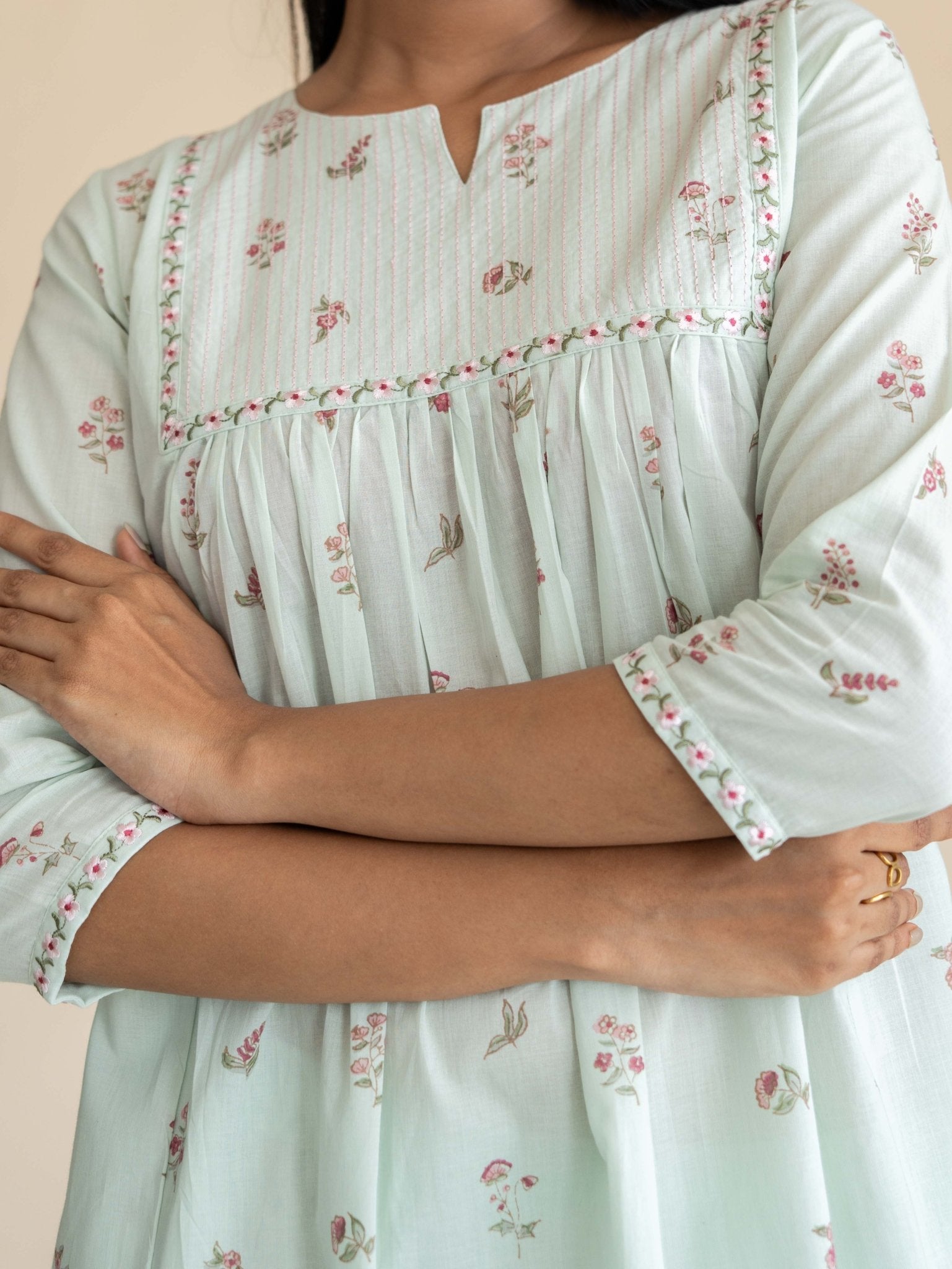 Simreet Cotton Block Printed A - Line Suit Set - AINA