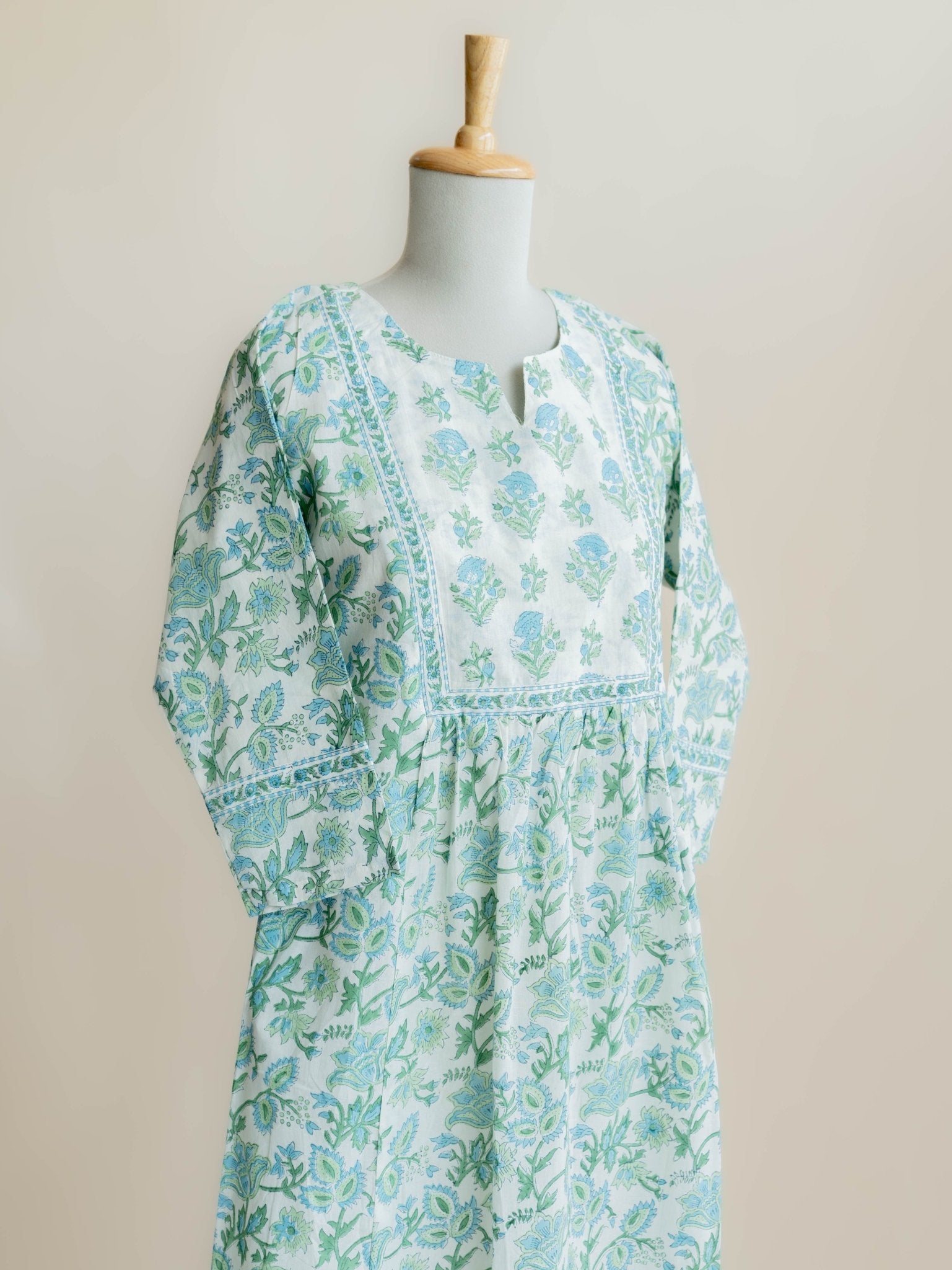 Sitara Cotton Block Printed A - Line Kurta - AINA