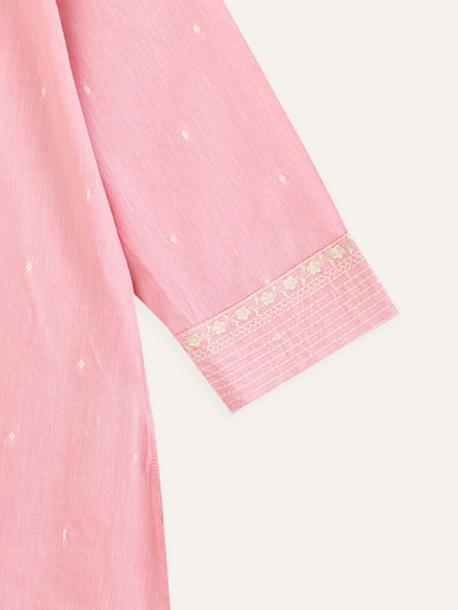 Sruthi Cotton Handloom Embroidered Straight Kurta - AINA