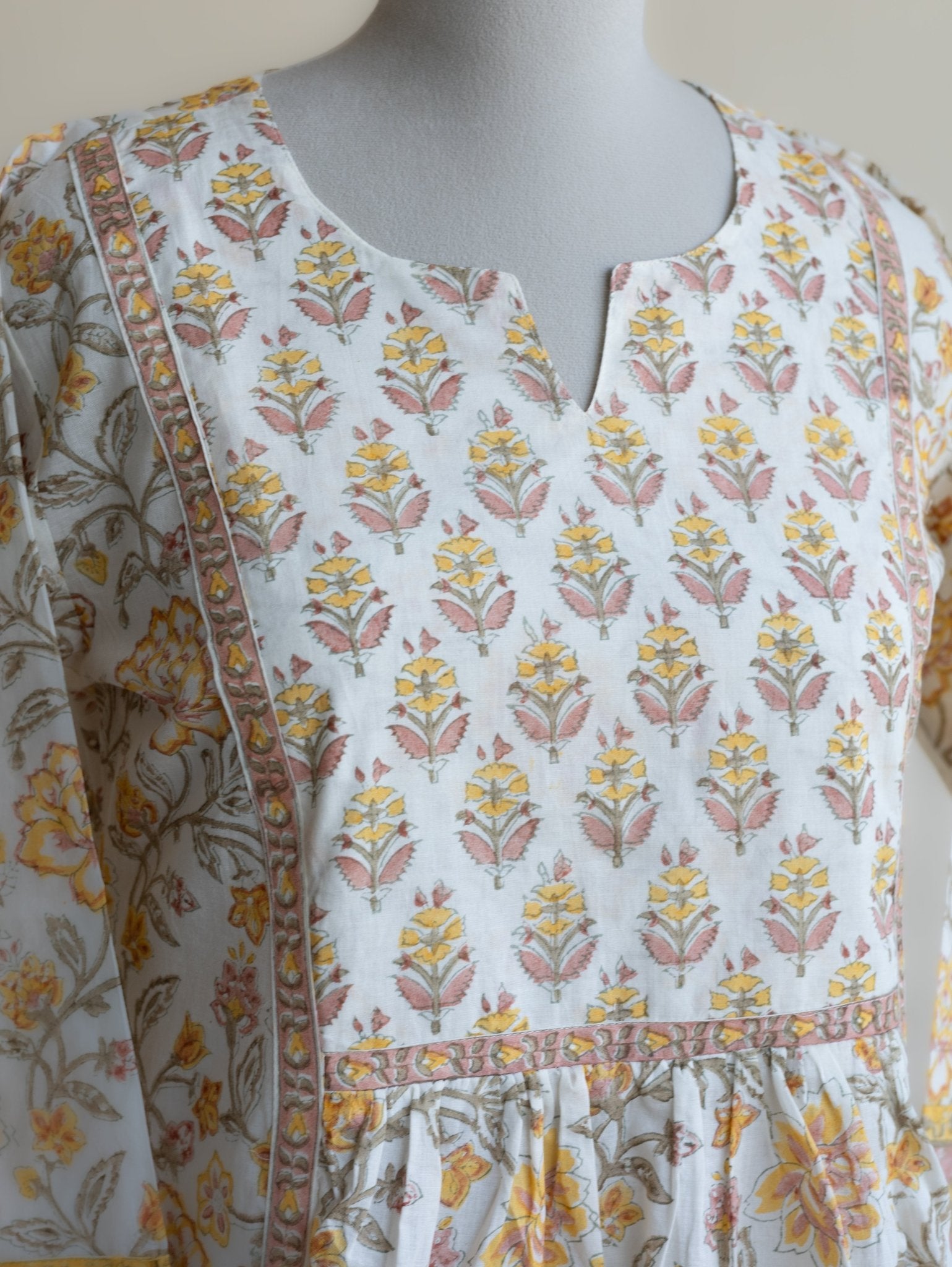 Suchi Cotton Block Printed A - Line Kurta - AINA