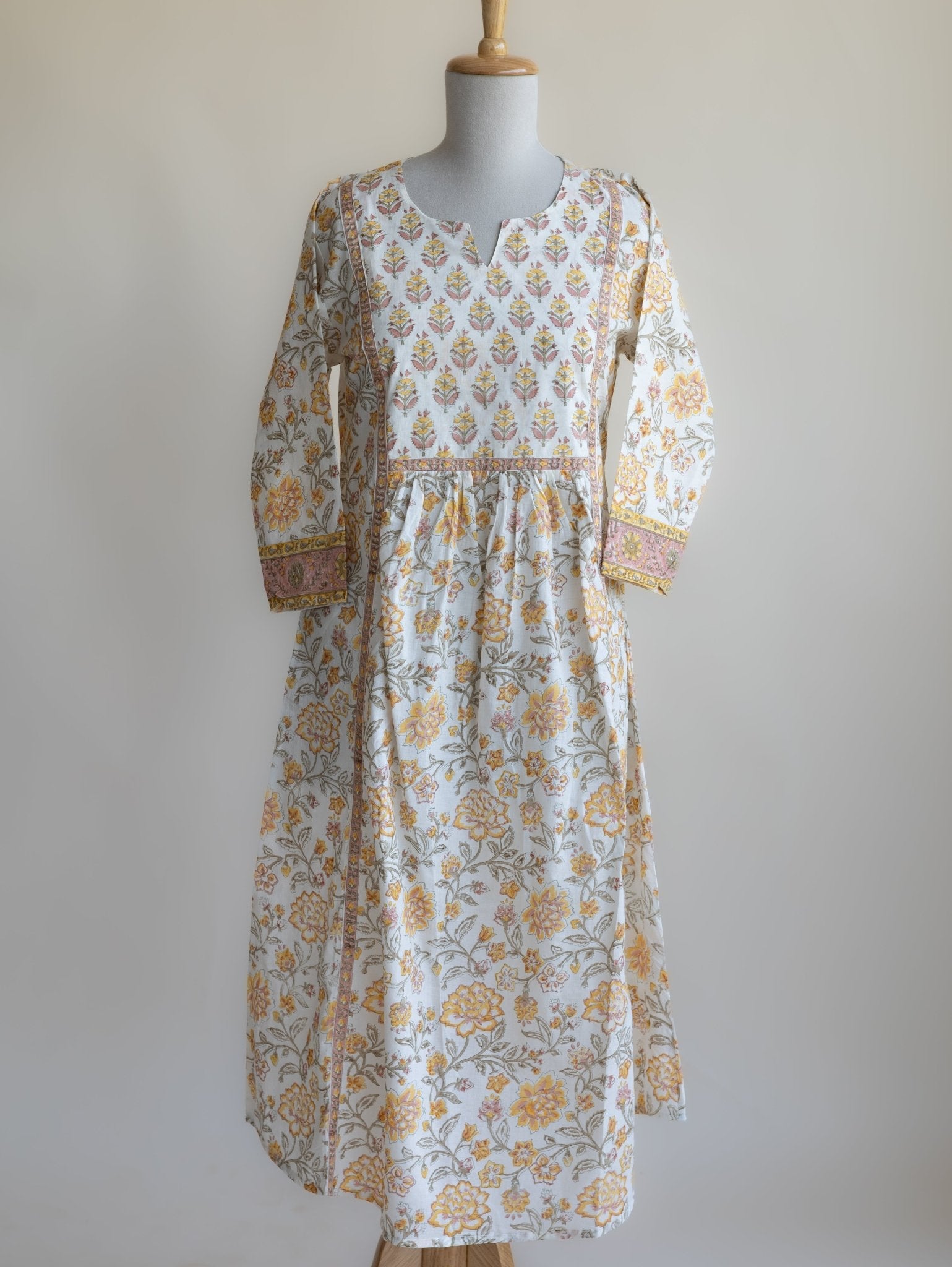 Suchi Cotton Block Printed A - Line Kurta - AINA