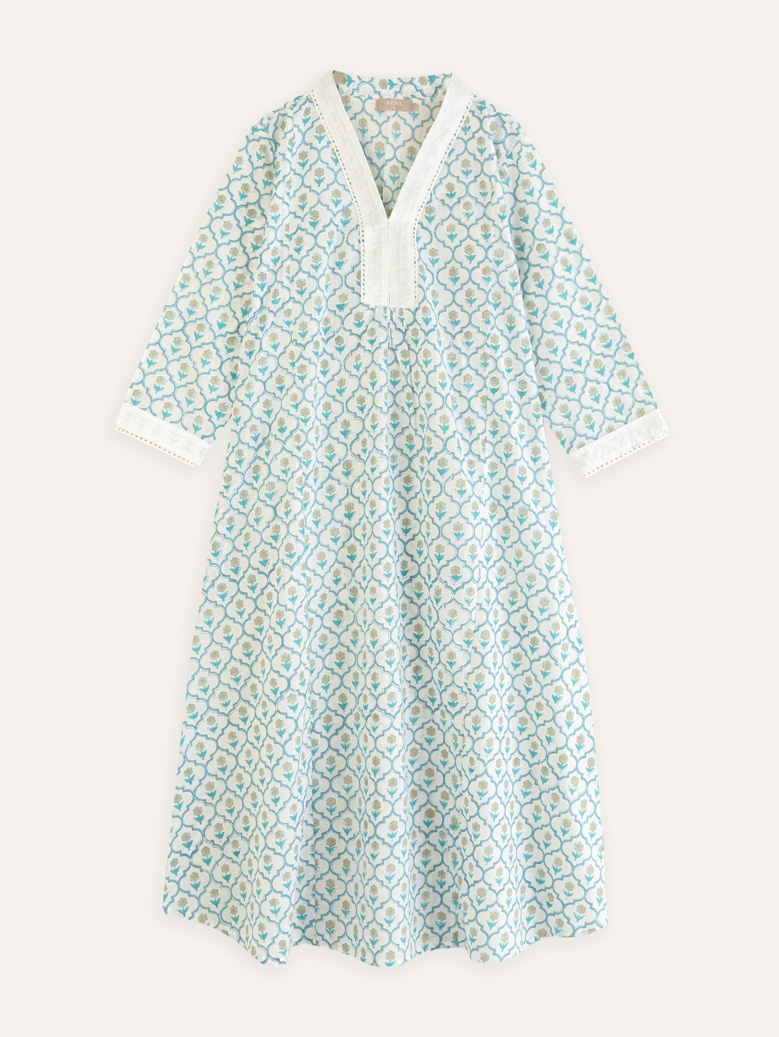 Susan Cotton Block Printed A - Line Kurta - AINA