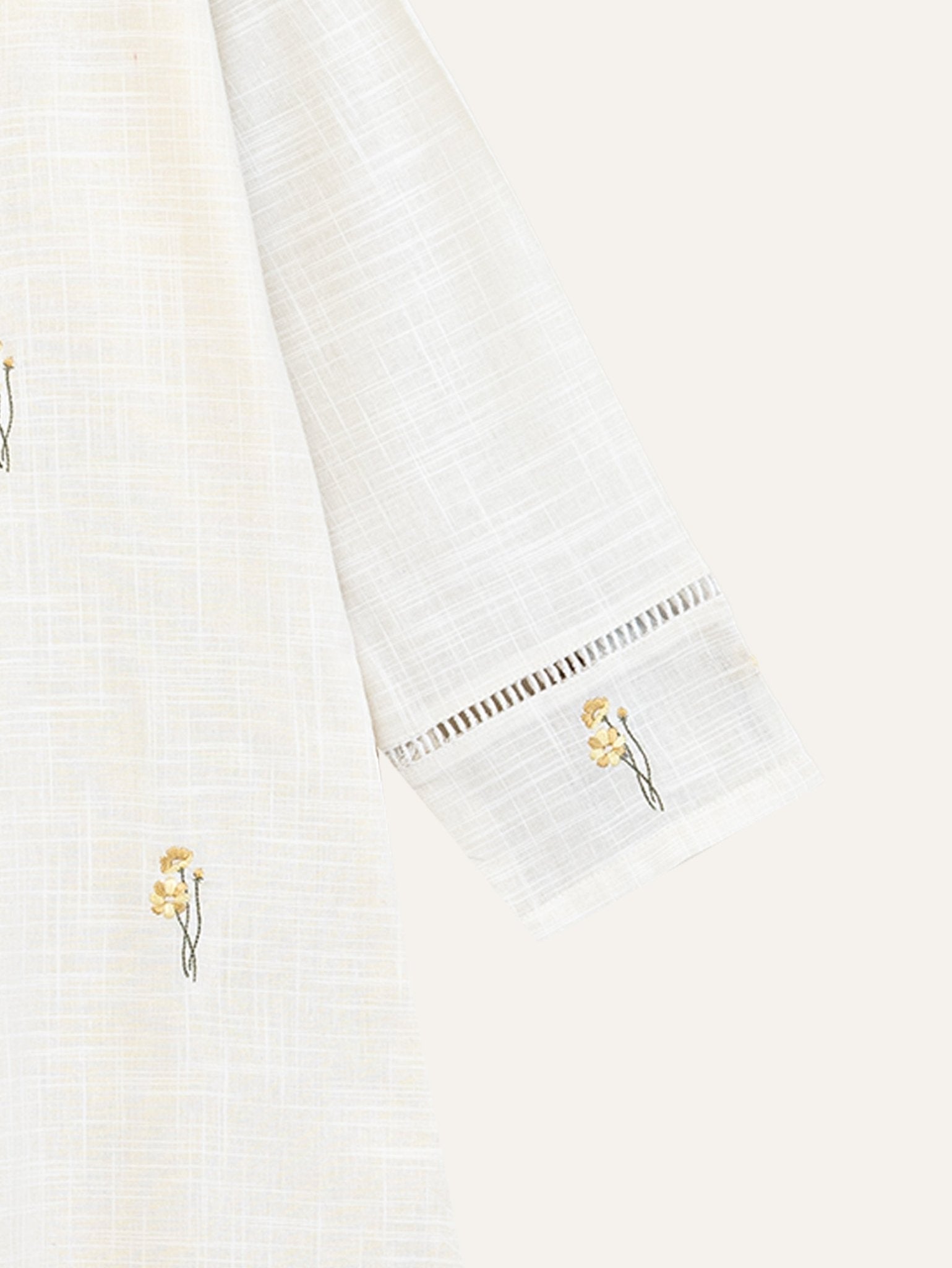 Swaliha Cotton Slub Embroidered A - Line Kurta - AINA