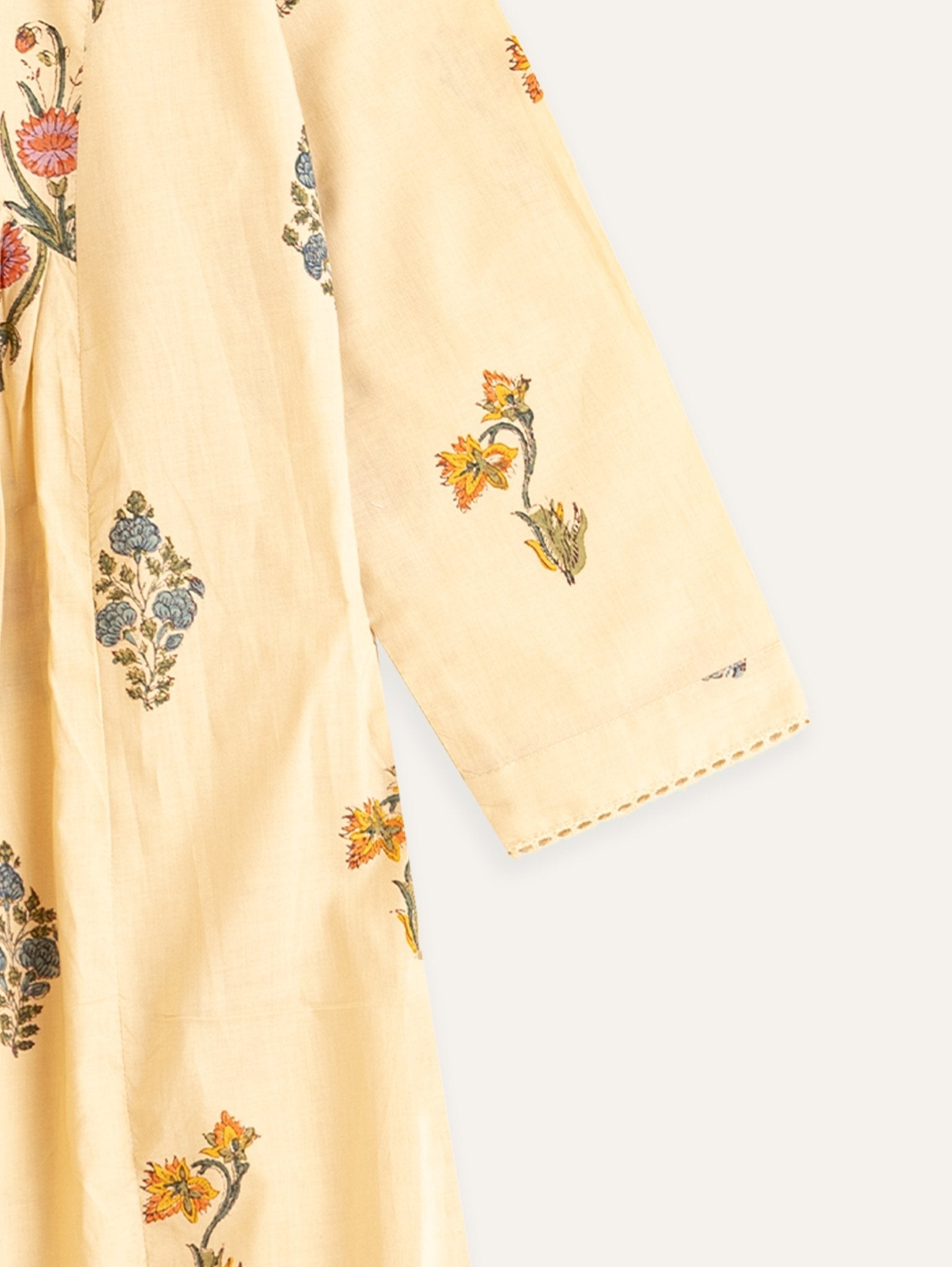 Swapna Cotton Block Printed A Line Kurta - AINA