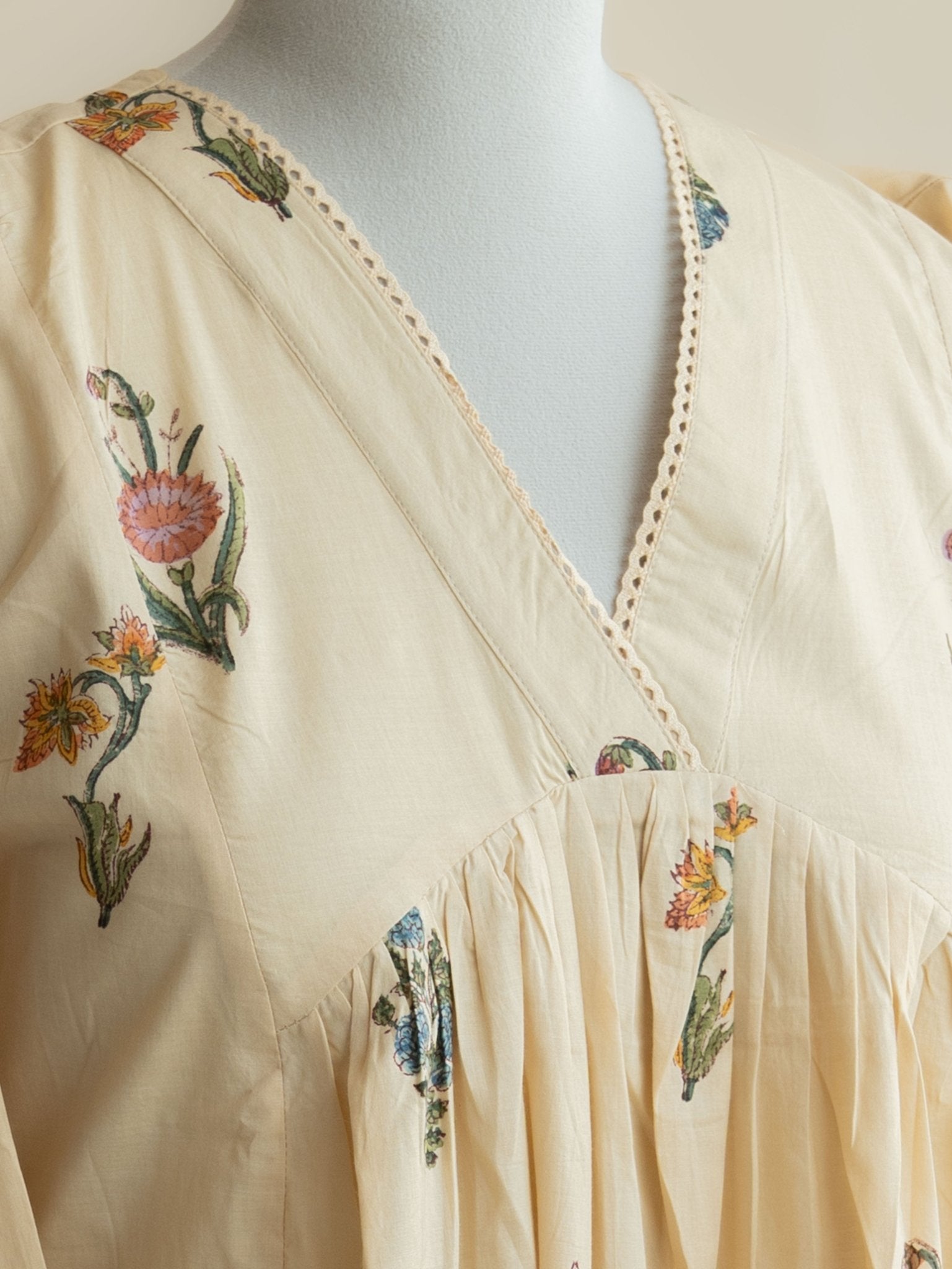 Swapna Cotton Block Printed A Line Kurta - AINA