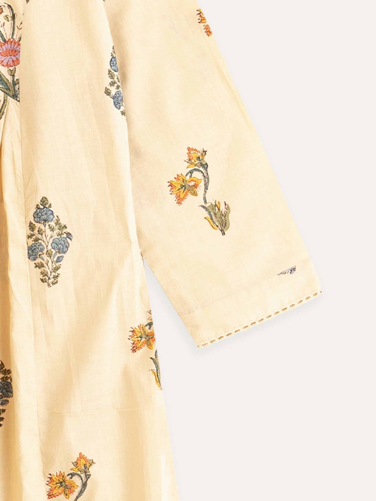 Swapna Cotton Block Printed A Line Kurta - AINA