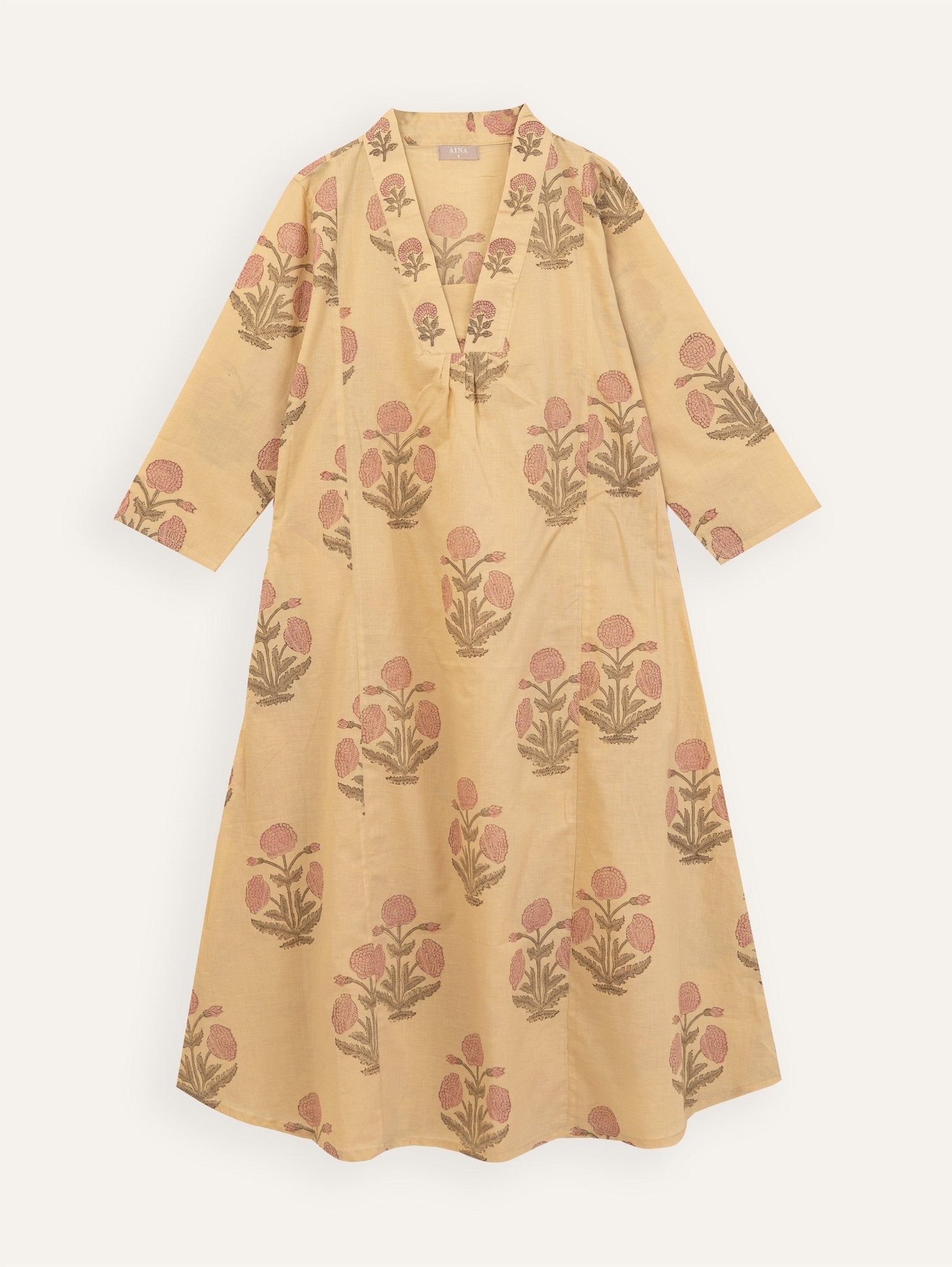 Swasika Cotton Block Printed A - Line Kurta - AINA