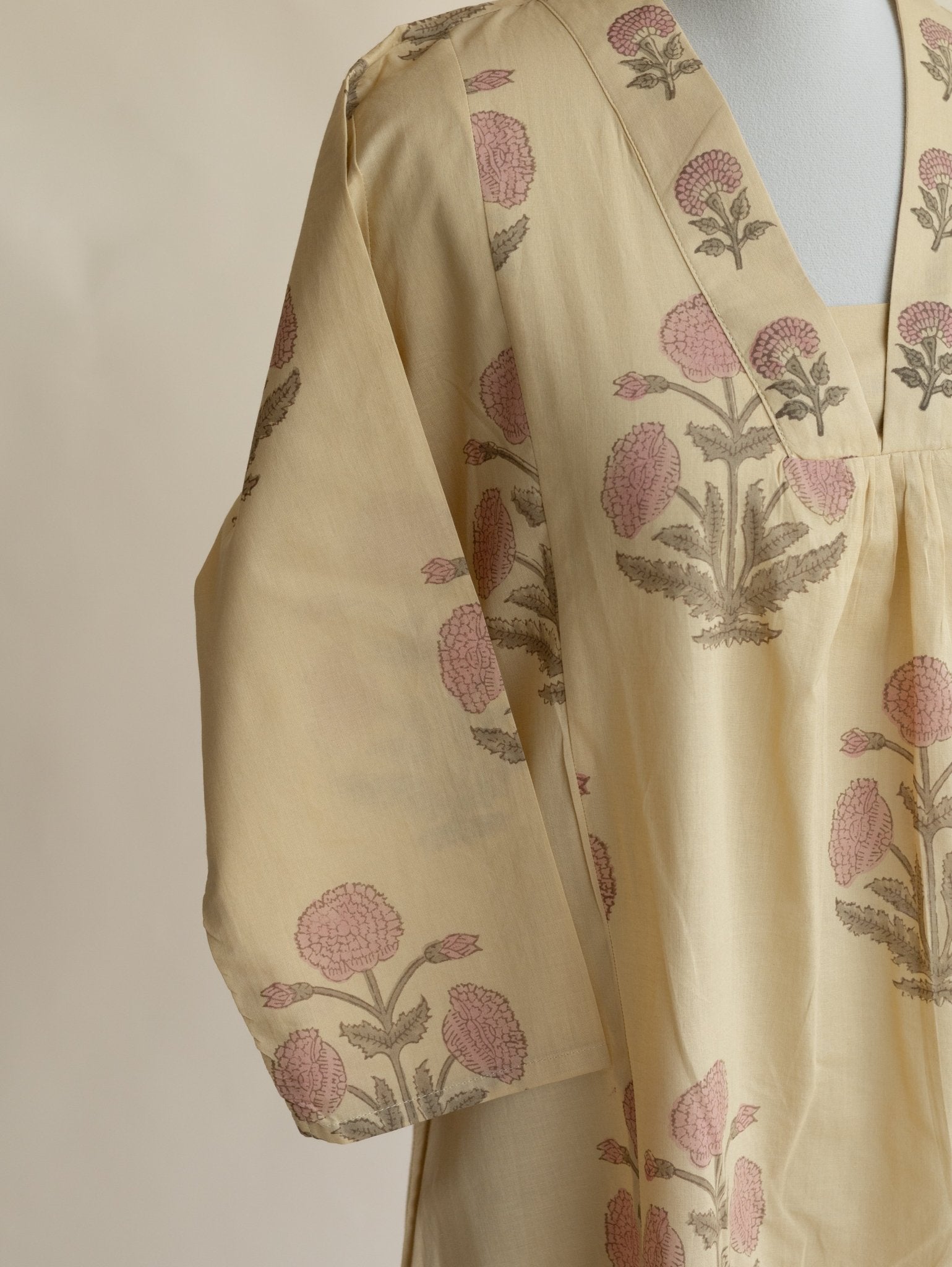 Swasika Cotton Block Printed A - Line Kurta - AINA