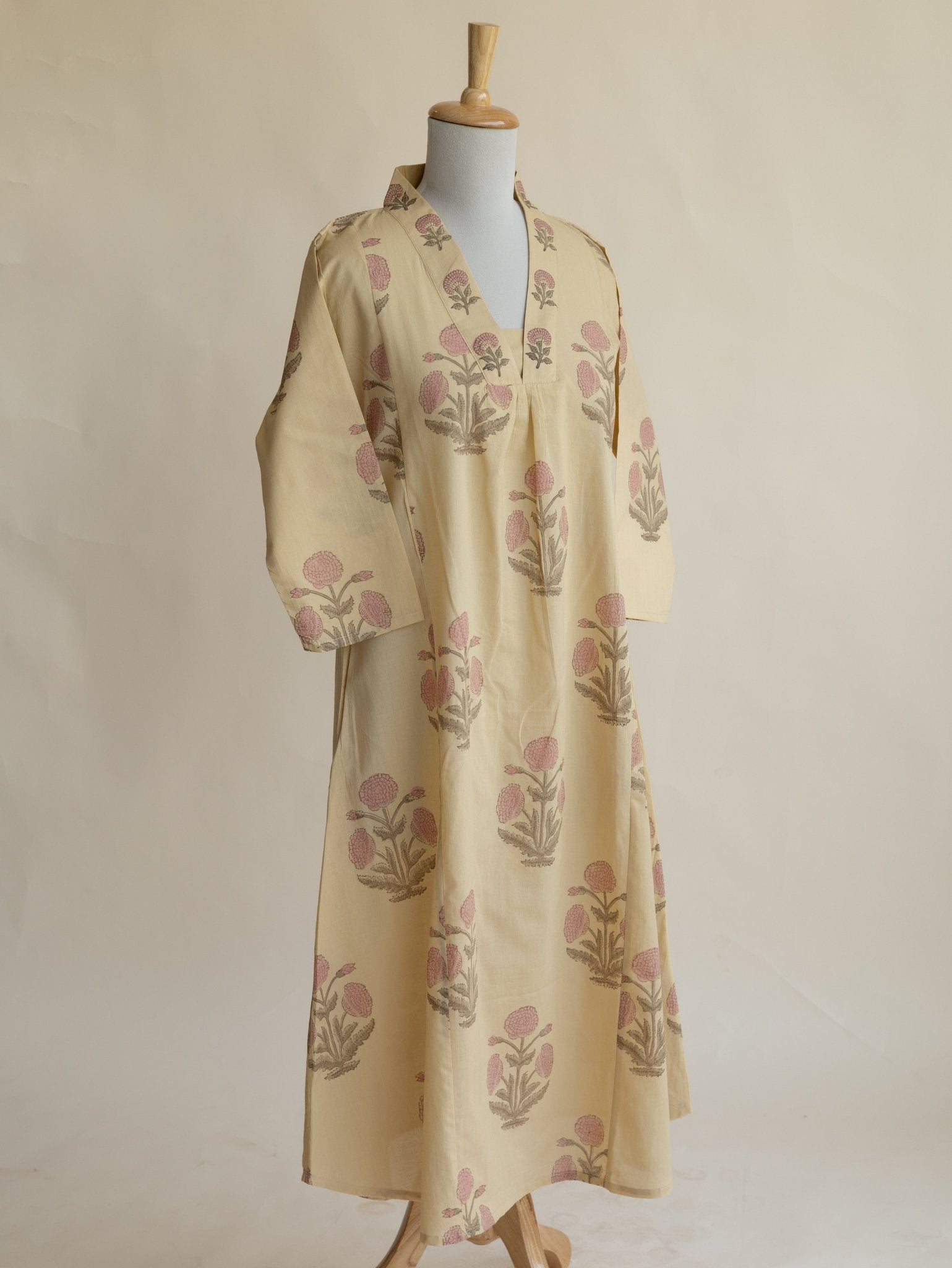 Swasika Cotton Block Printed A - Line Kurta - AINA