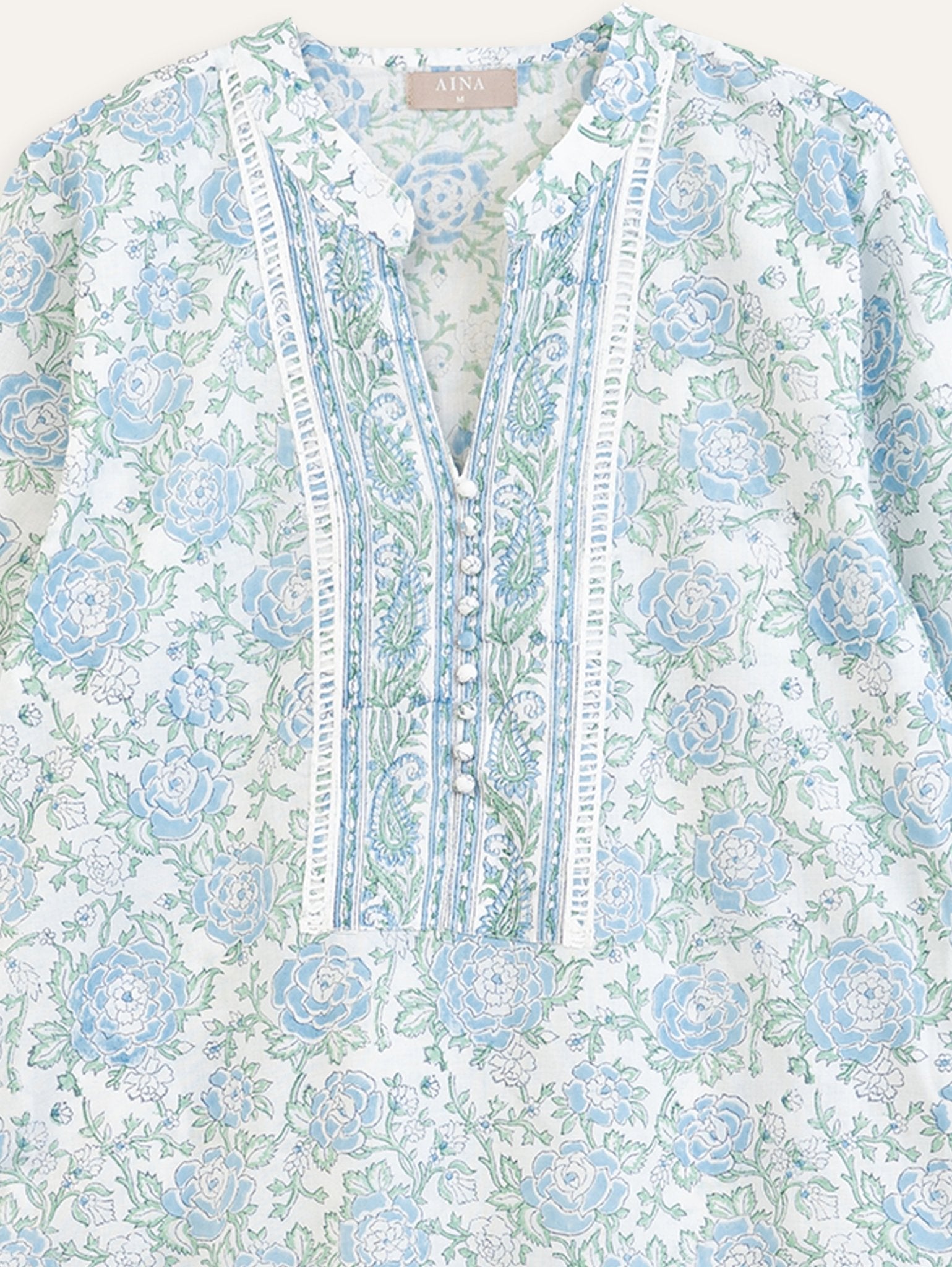 Tanya Cotton Block Printed Straight Kurta - AINA