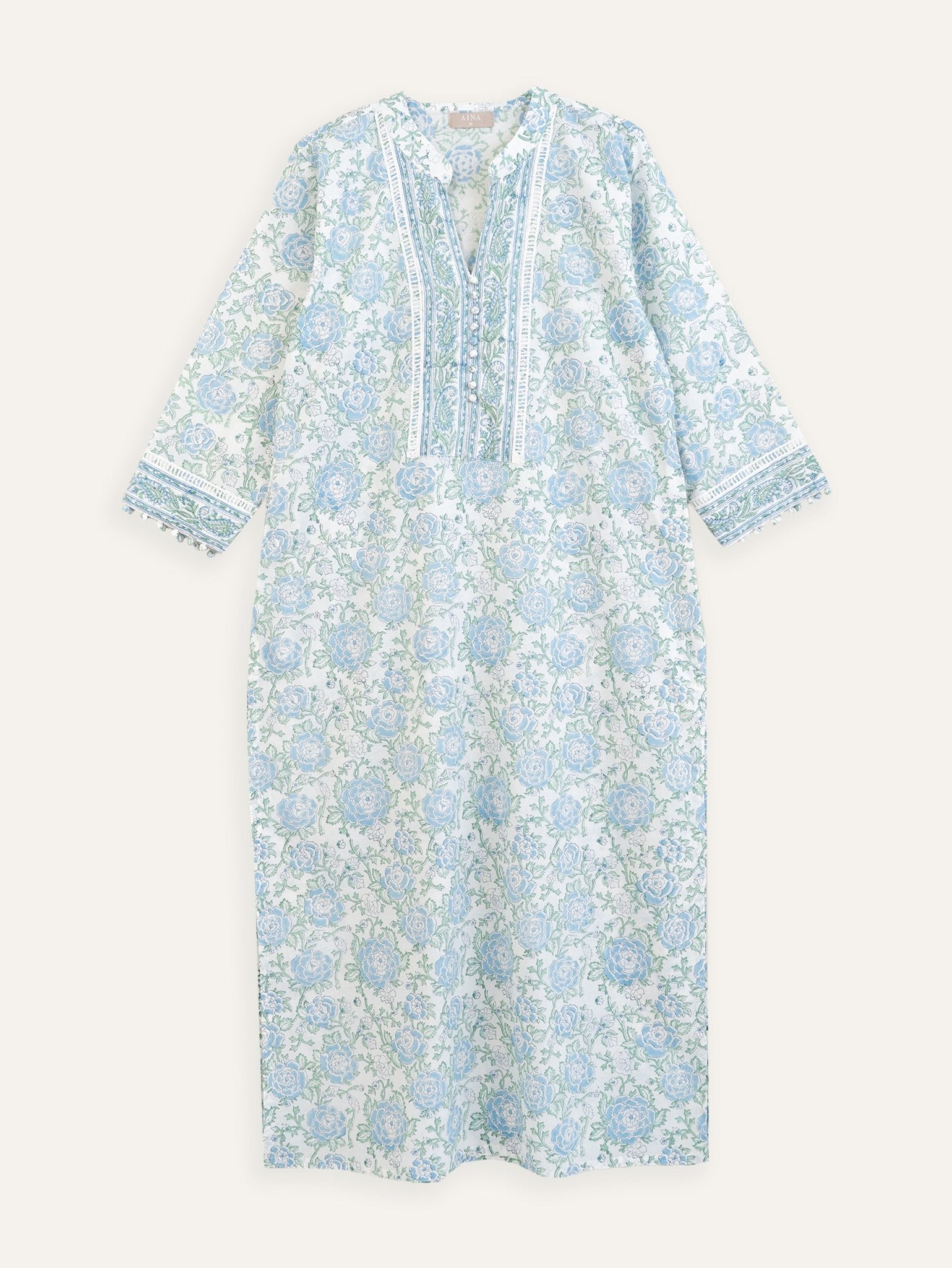 Tanya Cotton Block Printed Straight Kurta - AINA